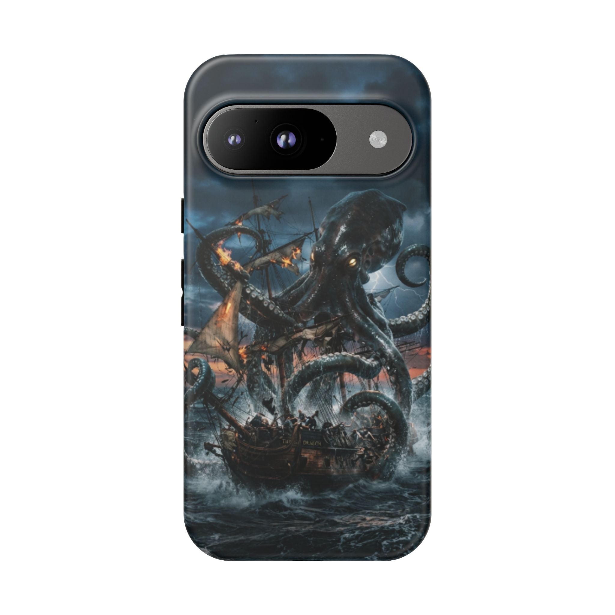 Kraken Sea Battle Phone Case — Ocean Monster Shipwreck Design