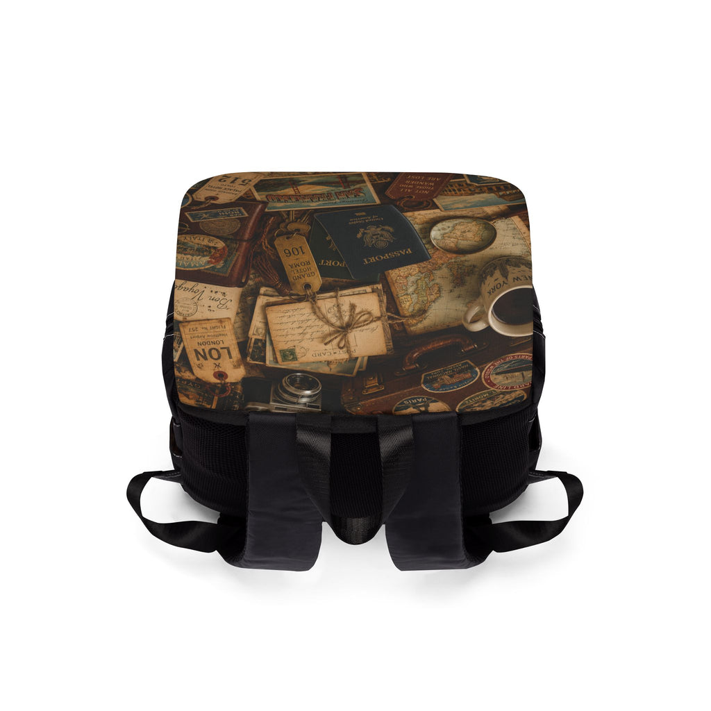 Vintage Travel Passport Collage Shoulder Backpack