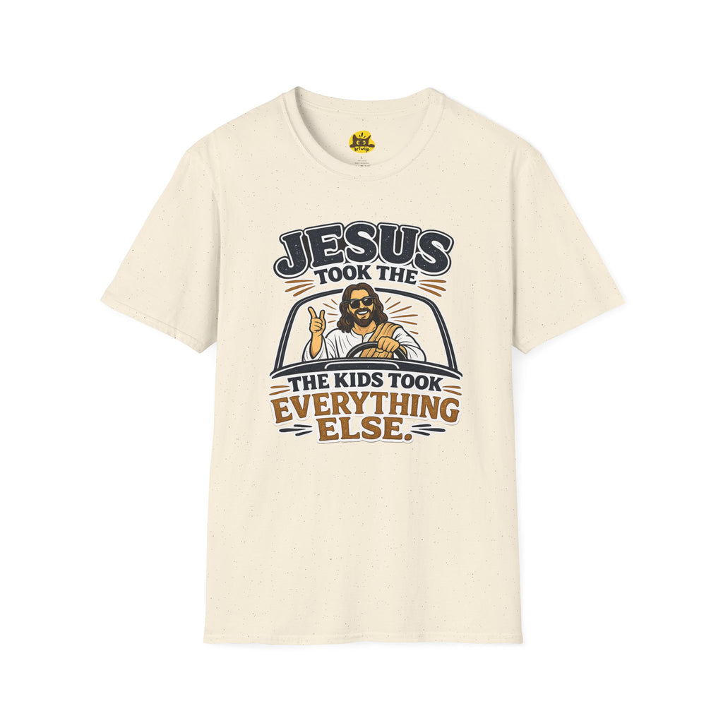 Jesus Took The Wheel T‑Shirt — "Jesus Took The Kids Took Everything Else" Christian Graphic Tee