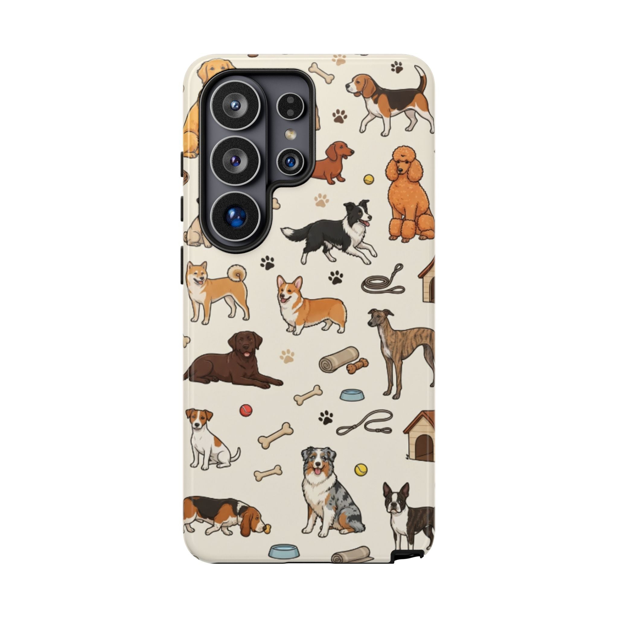 Dog Pattern Tough Phone Case — Cute Breed Collage Protective Cover