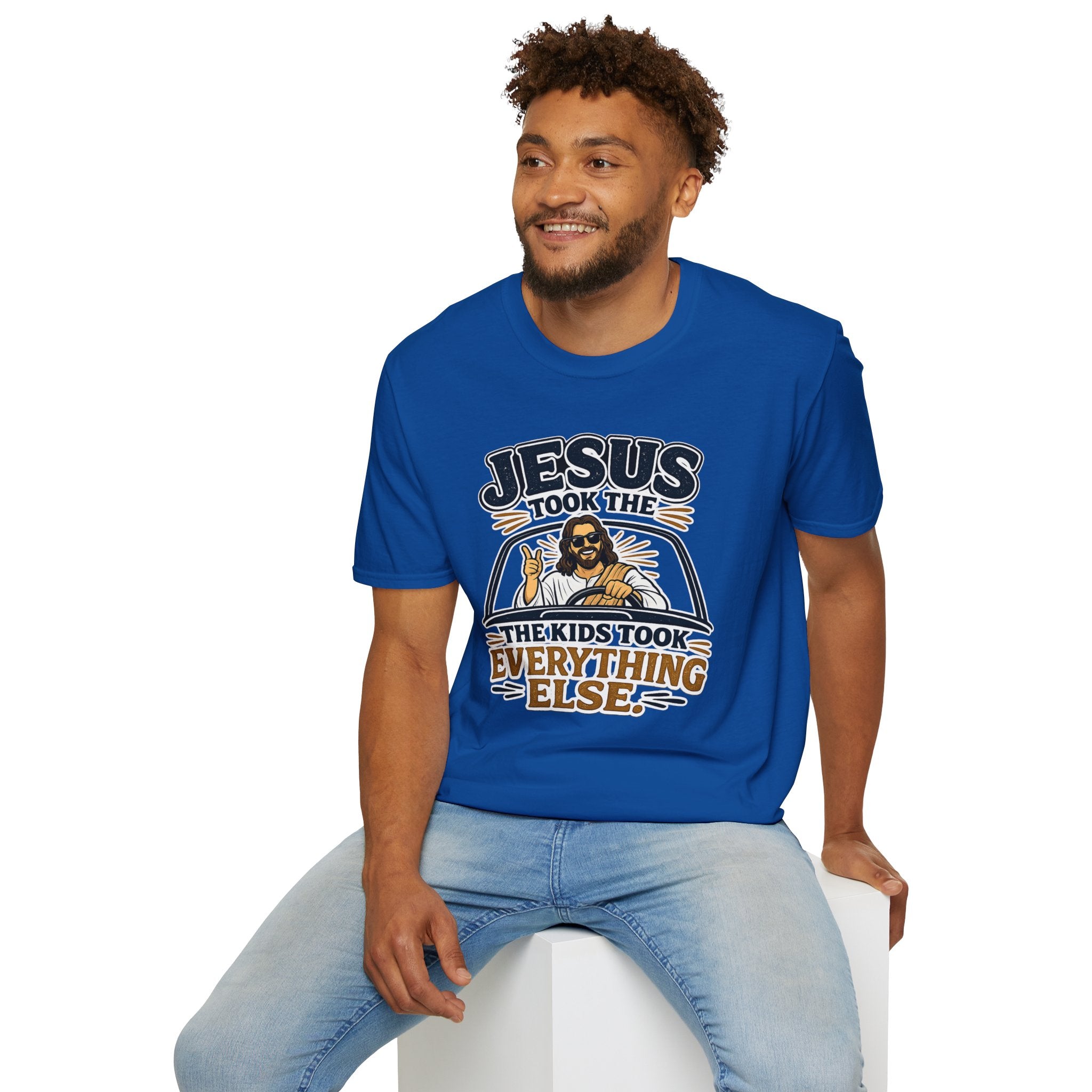Jesus Took The Wheel T‑Shirt — "Jesus Took The Kids Took Everything Else" Christian Graphic Tee