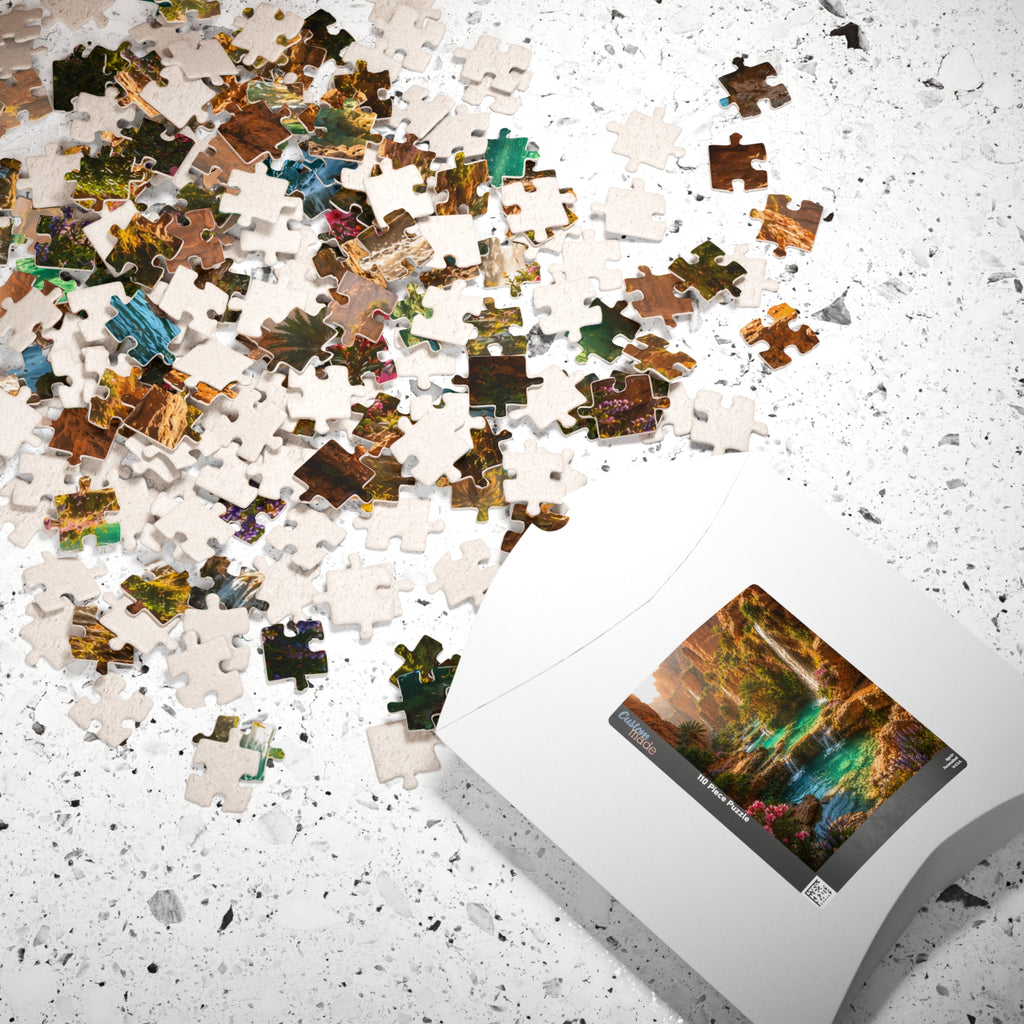 Scenic Oasis Waterfall Jigsaw Puzzle — 110/252/520/1014-Piece Landscape Puzzle