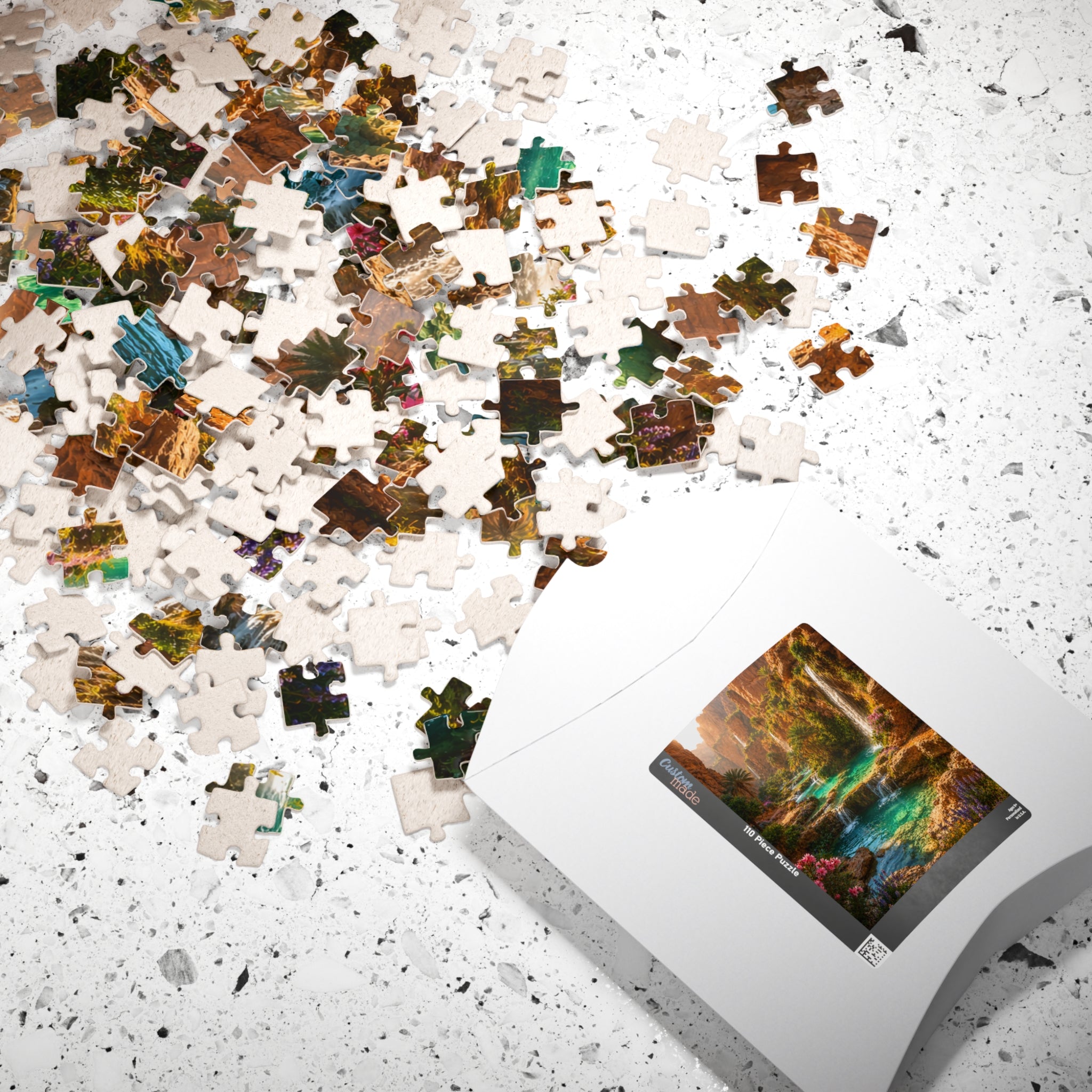 Scenic Oasis Waterfall Jigsaw Puzzle — 110/252/520/1014-Piece Landscape Puzzle