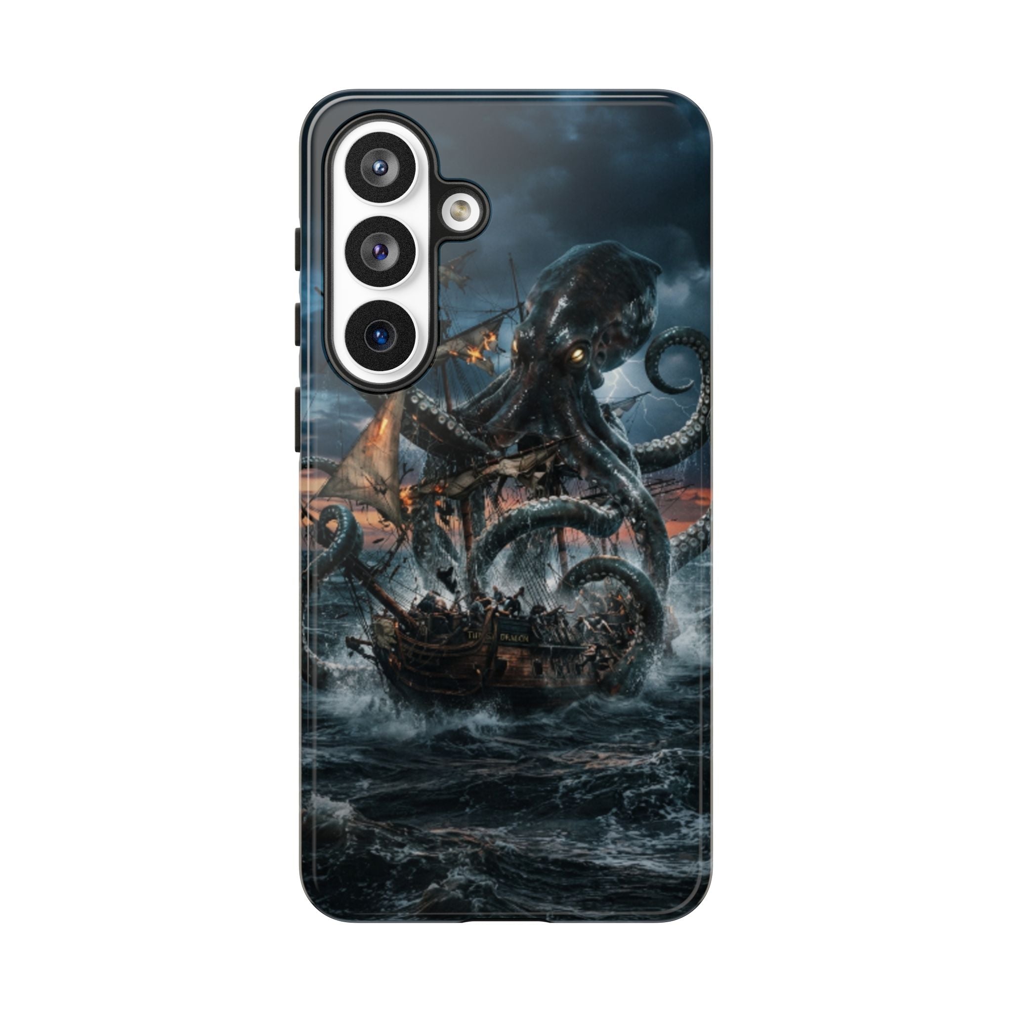 Kraken Sea Battle Phone Case — Ocean Monster Shipwreck Design