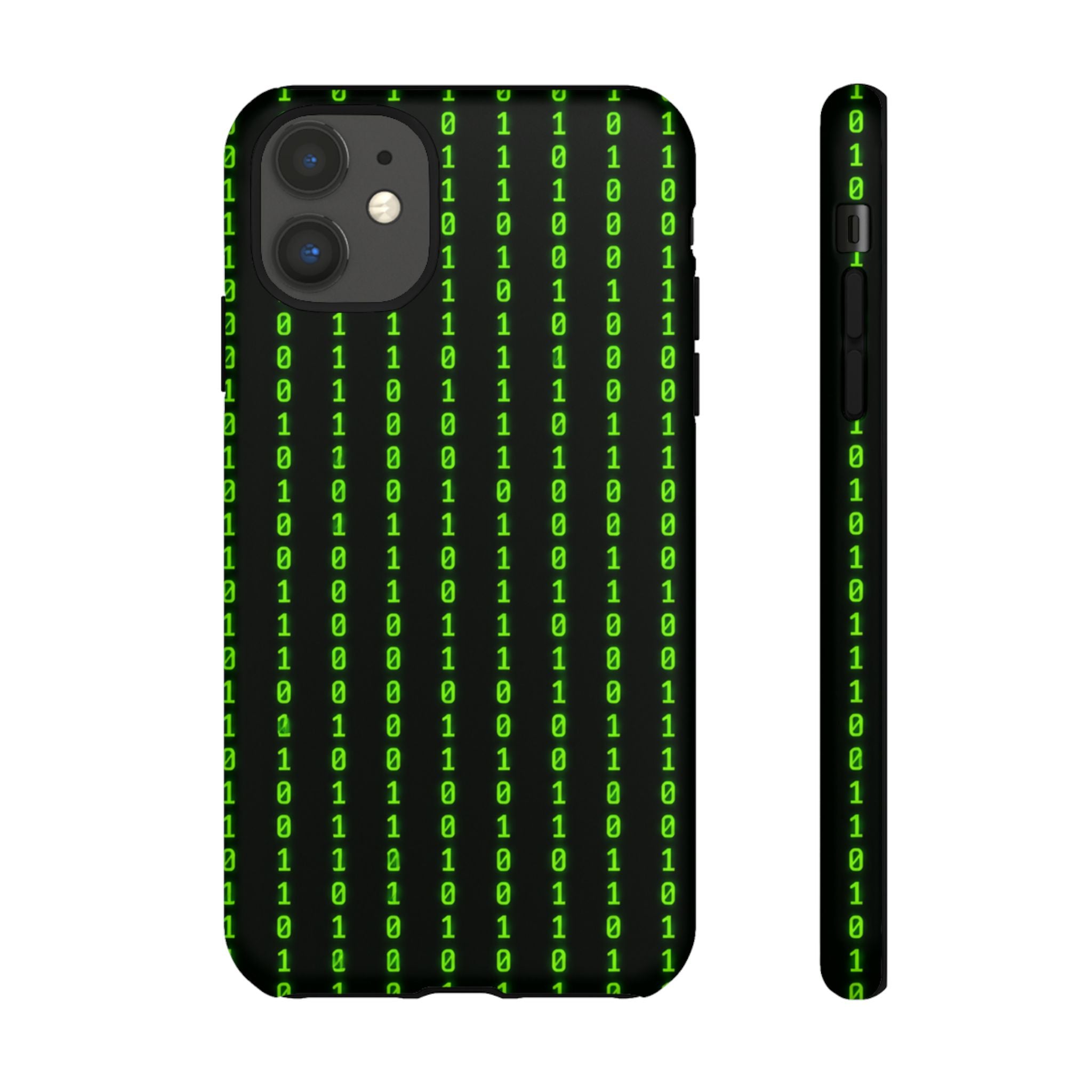 Coder Phone Case — Matrix Binary Code Green on Black Tough Case