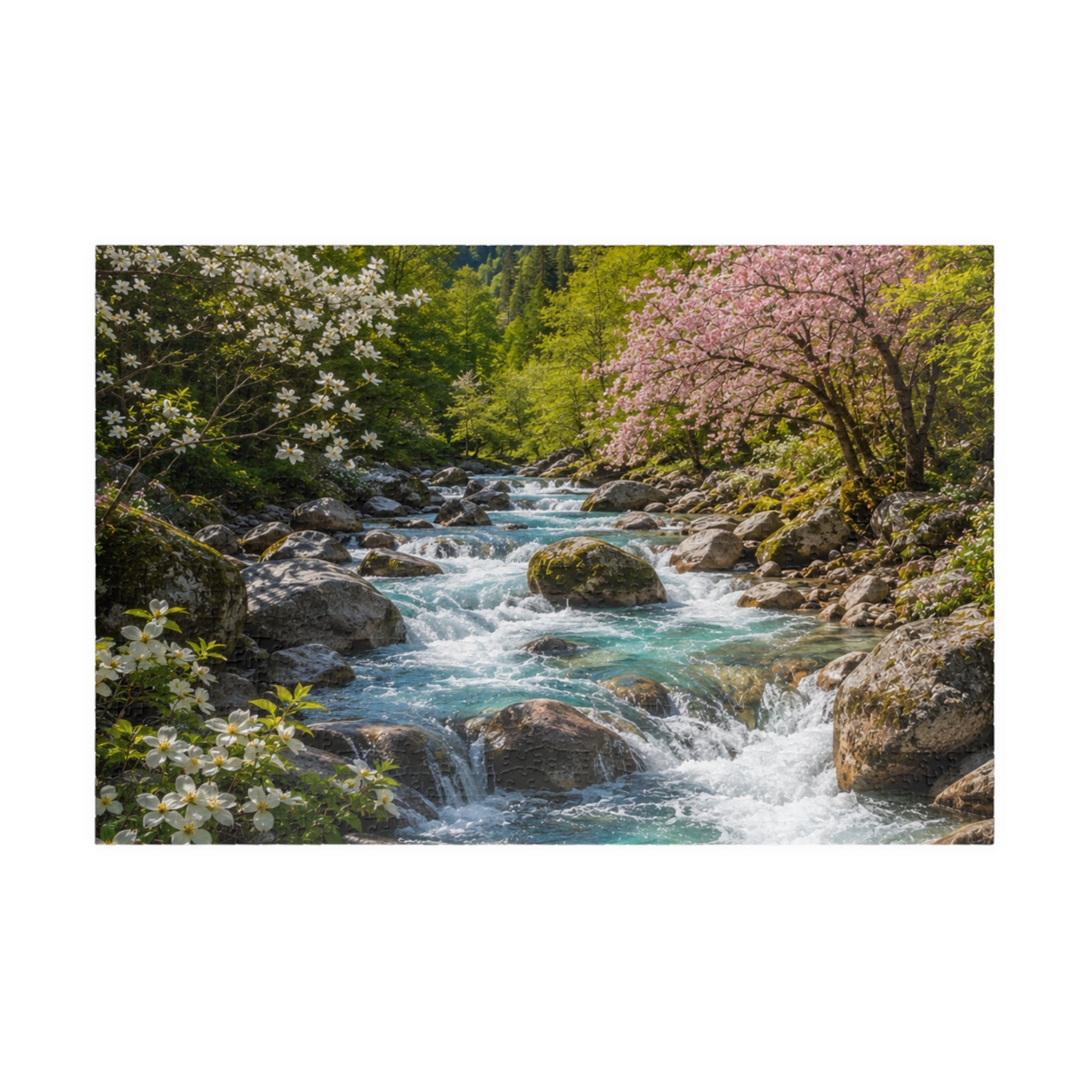 Mountain Spring River Puzzle — Scenic Nature Jigsaw (110/252/520/1014 pcs)