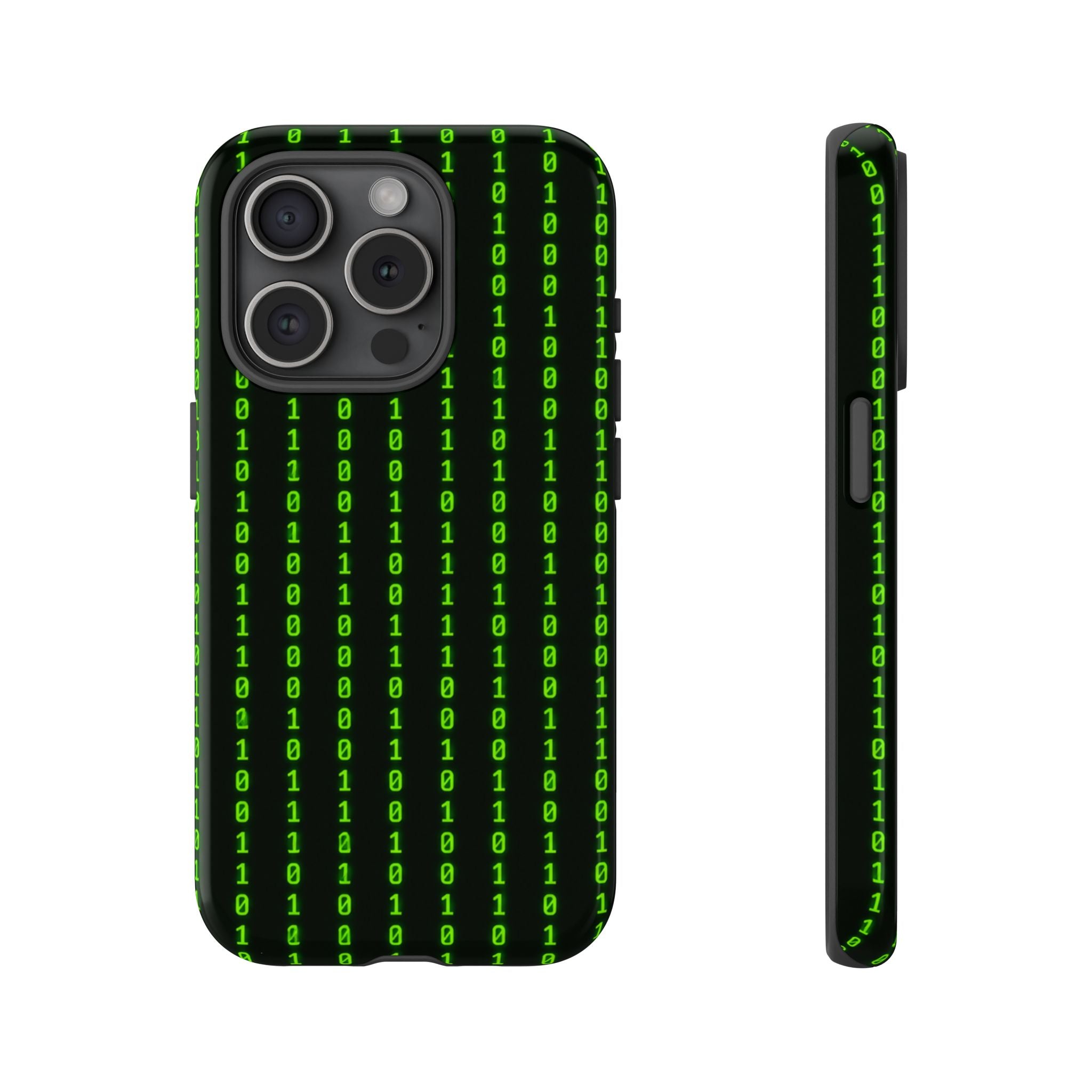Coder Phone Case — Matrix Binary Code Green on Black Tough Case