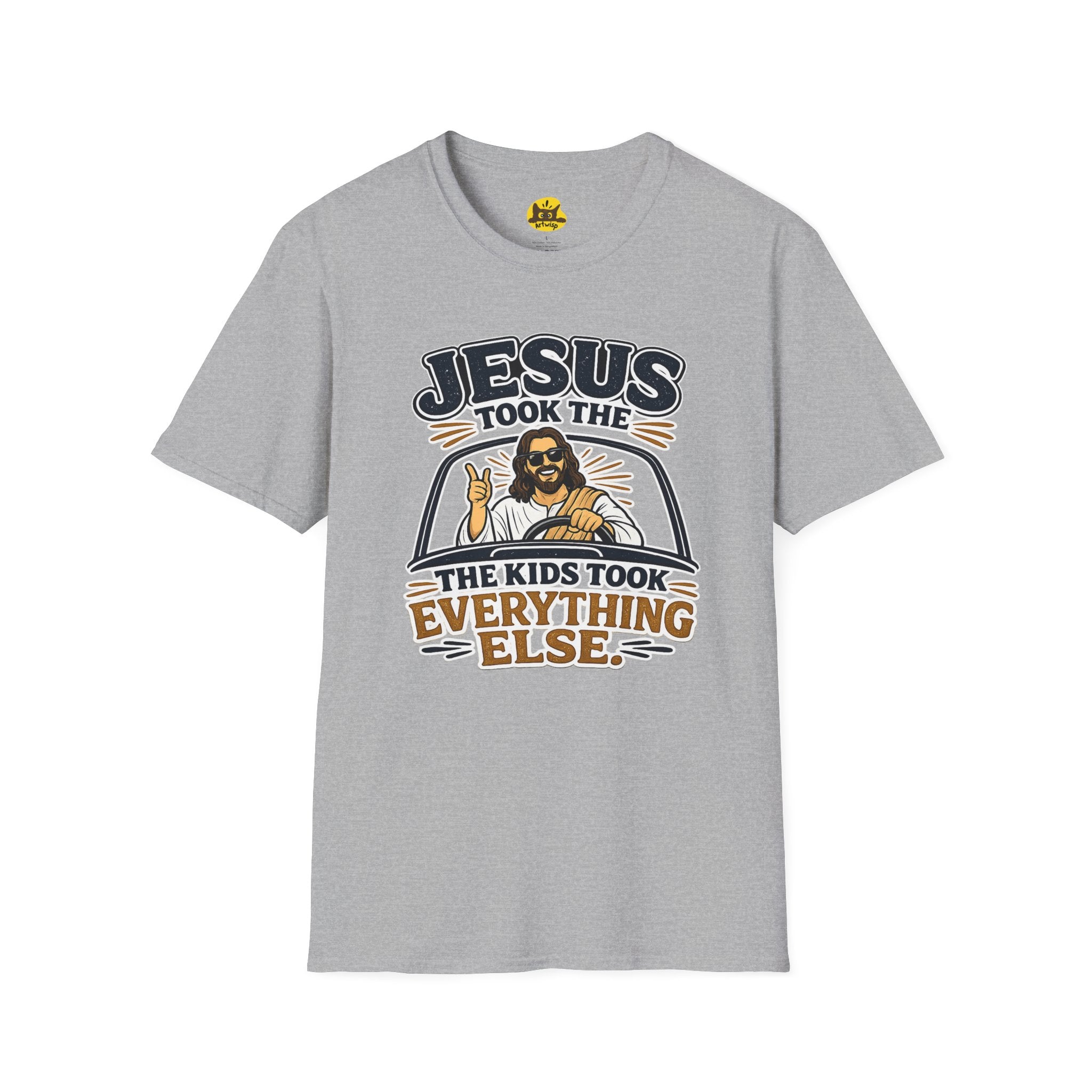 Jesus Took The Wheel T‑Shirt — "Jesus Took The Kids Took Everything Else" Christian Graphic Tee