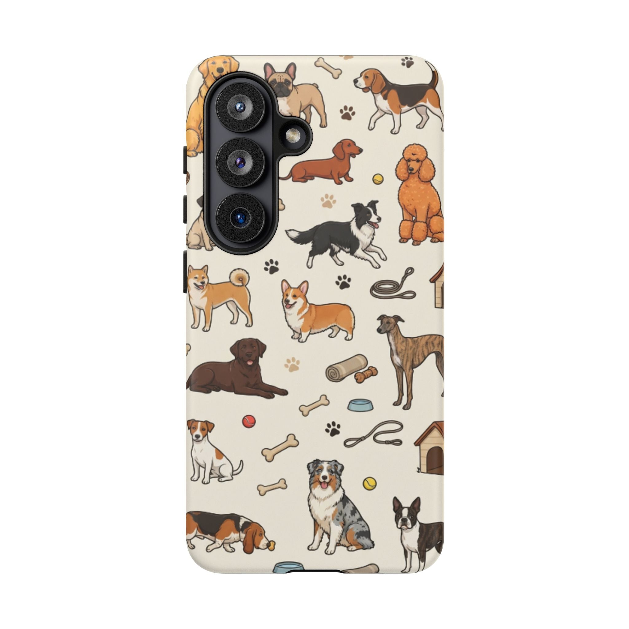 Dog Pattern Tough Phone Case — Cute Breed Collage Protective Cover