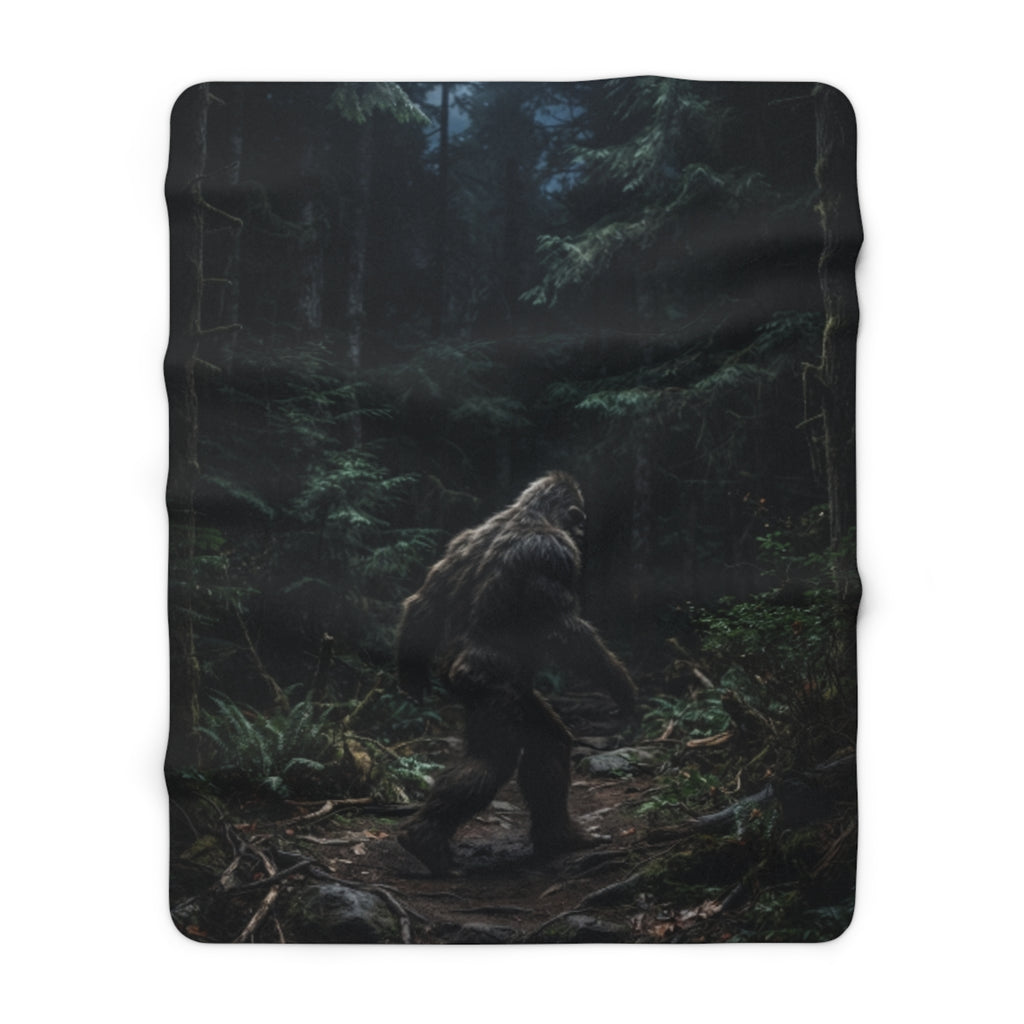Bigfoot Forest Sherpa Blanket — Cozy Fleece Camping Throw