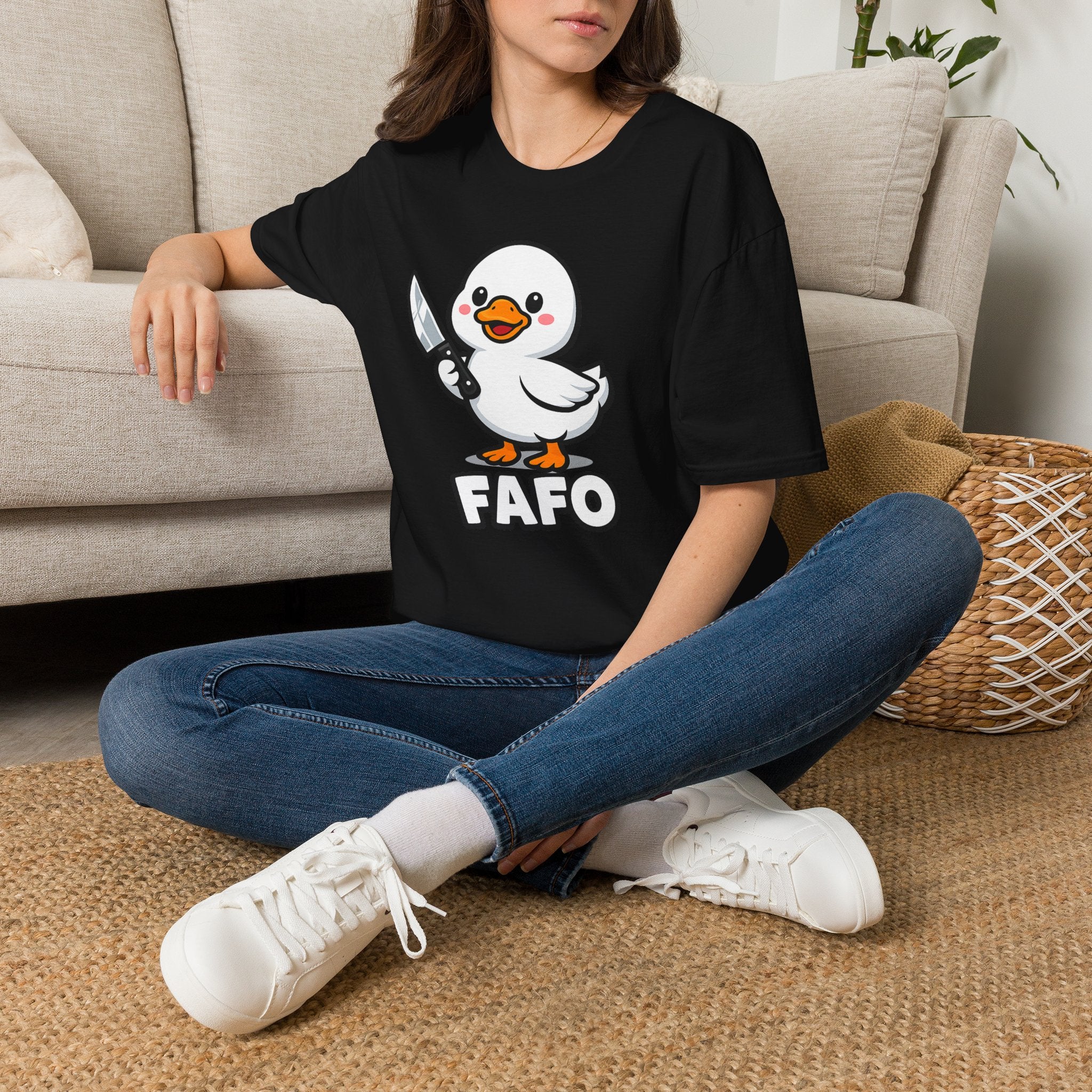 Duck with Knife T-Shirt – Cute FAFO Graphic Tee