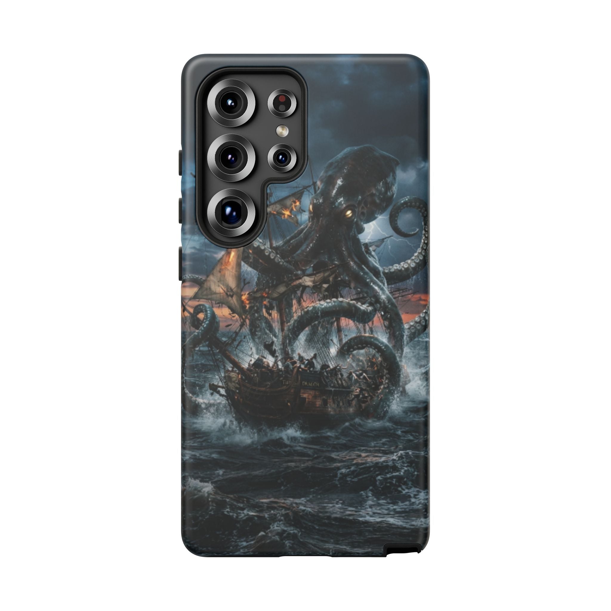 Kraken Sea Battle Phone Case — Ocean Monster Shipwreck Design