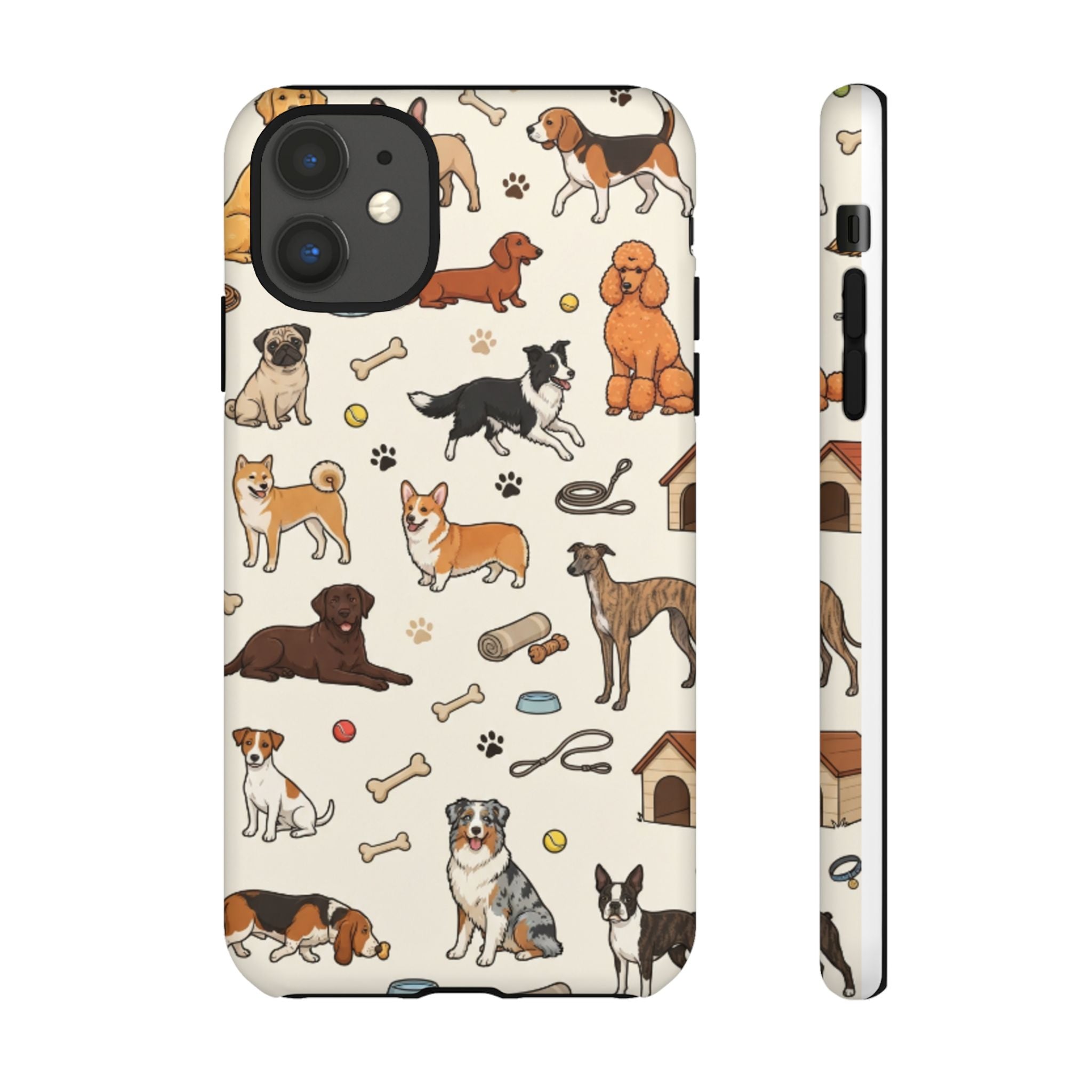 Dog Pattern Tough Phone Case — Cute Breed Collage Protective Cover