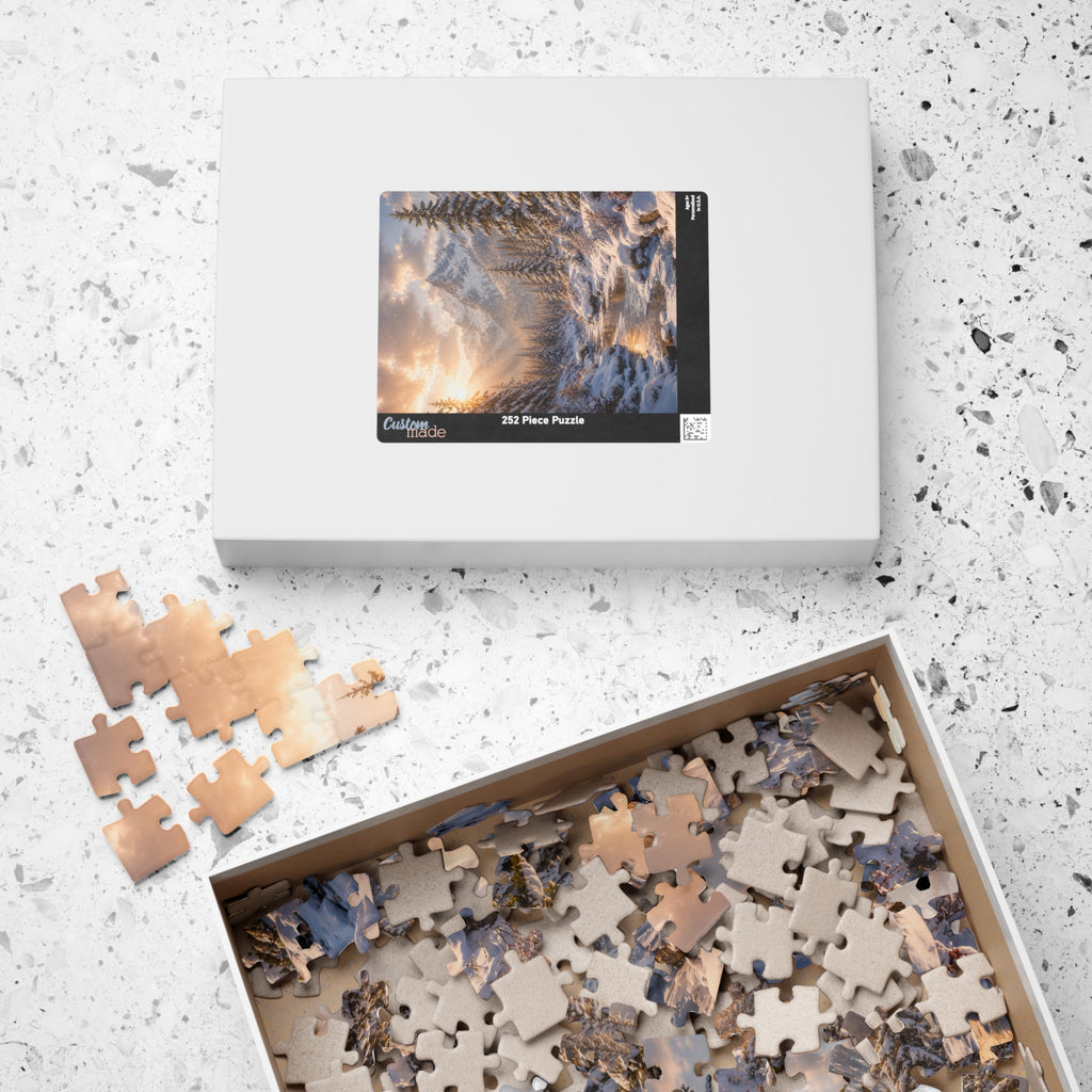 Winter Mountain River Puzzle — Scenic Snowy Landscape Jigsaw (110/252/520/1014 pcs)