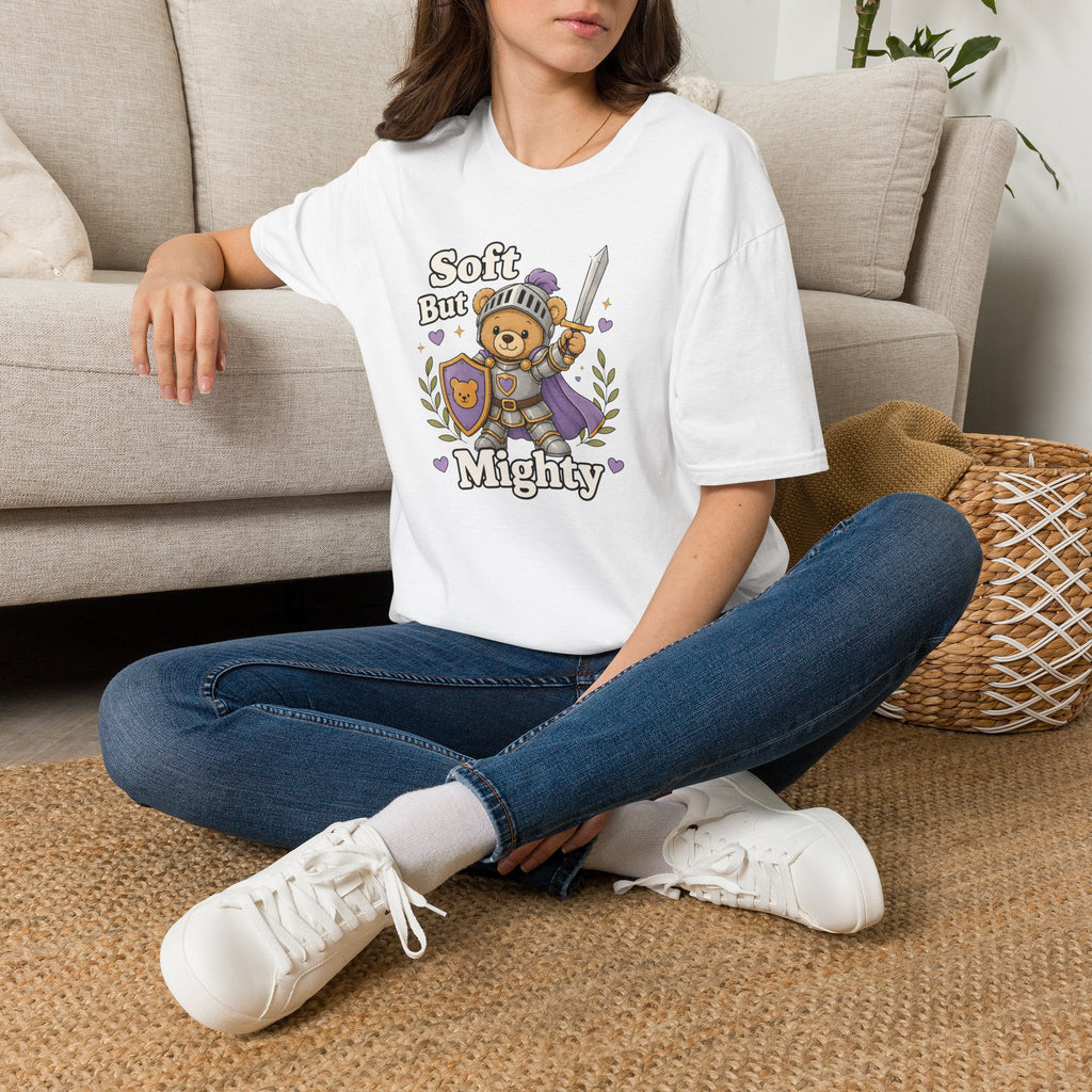 Soft But Mighty T‑Shirt — Cute Knight TeddyBear Graphic Tee