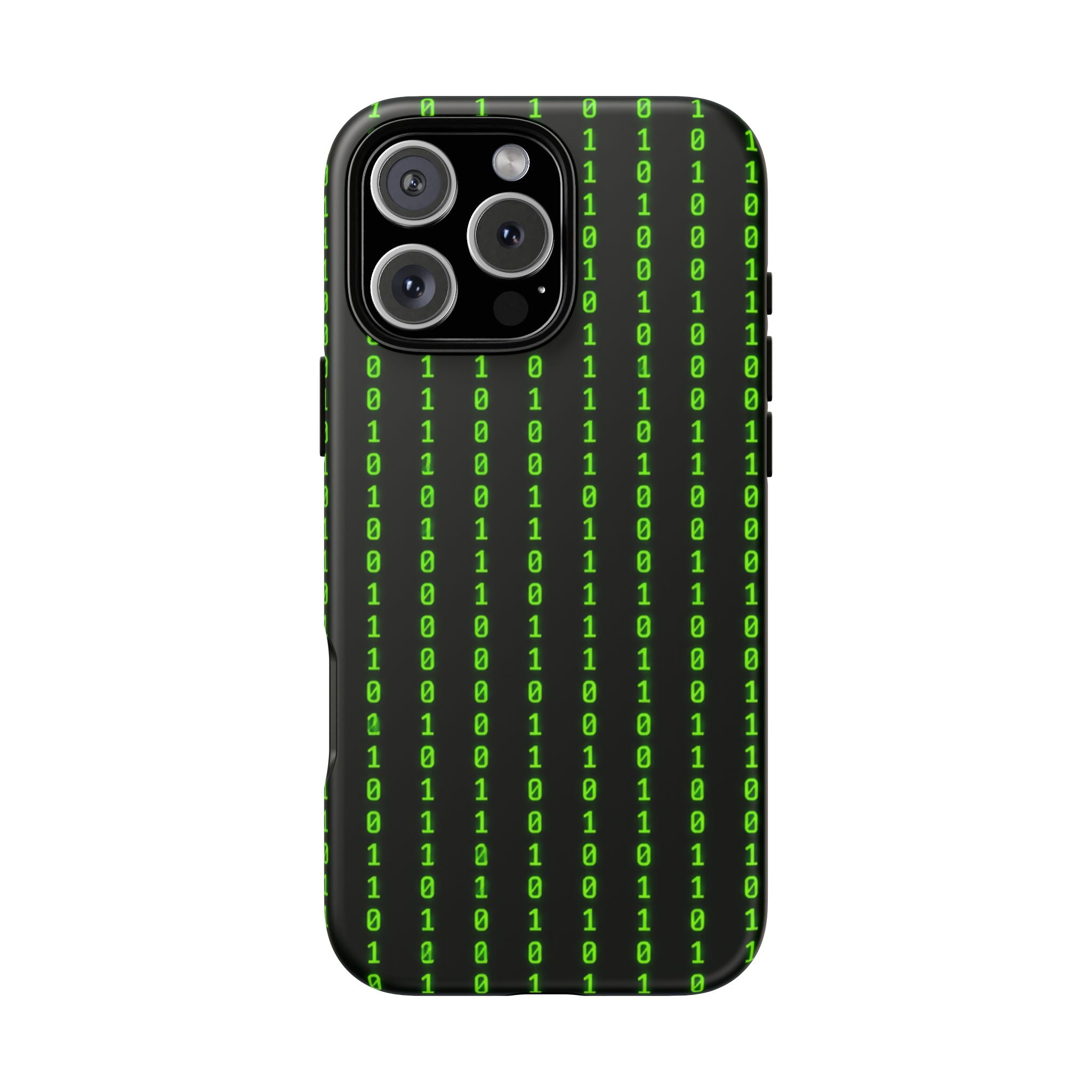 Coder Phone Case — Matrix Binary Code Green on Black Tough Case