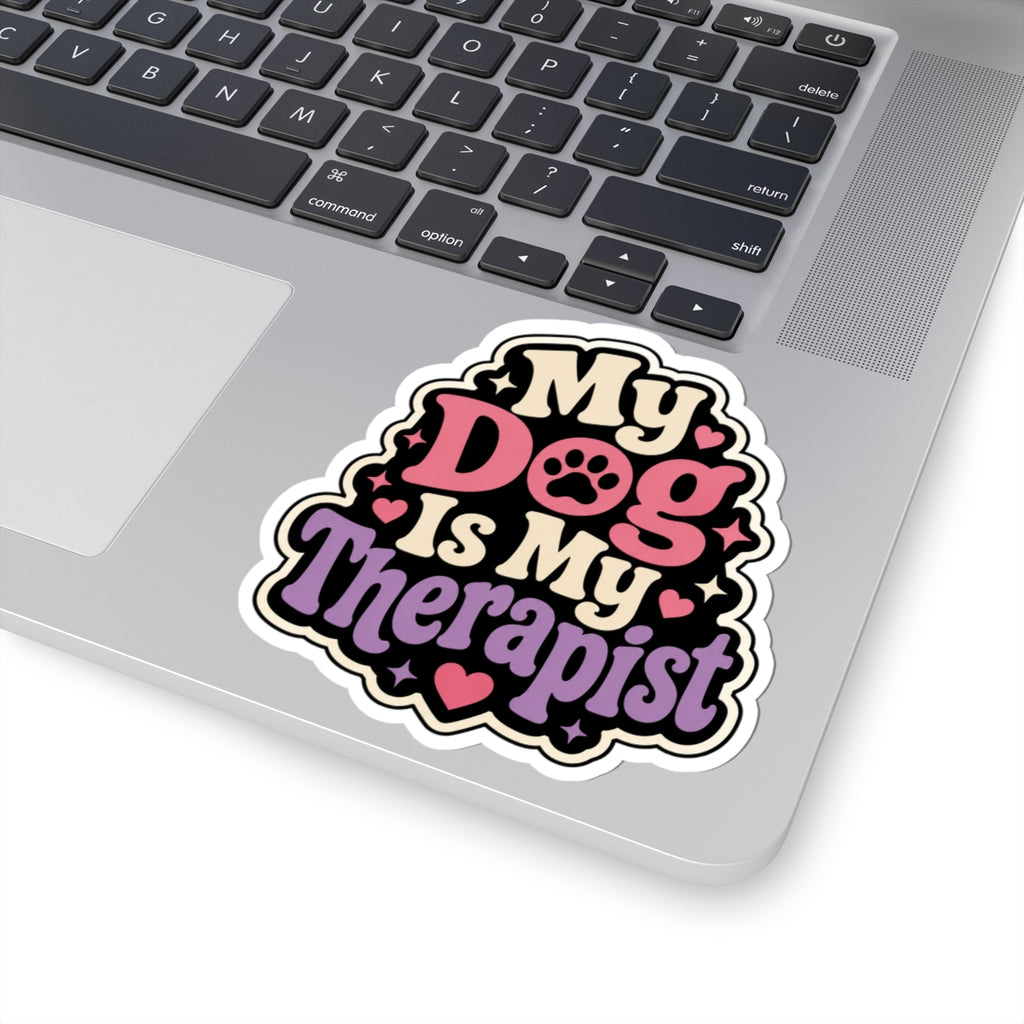 My Dog Is My Therapist Kiss-Cut Sticker — Cute Paw Print Mental Health Pet Decal