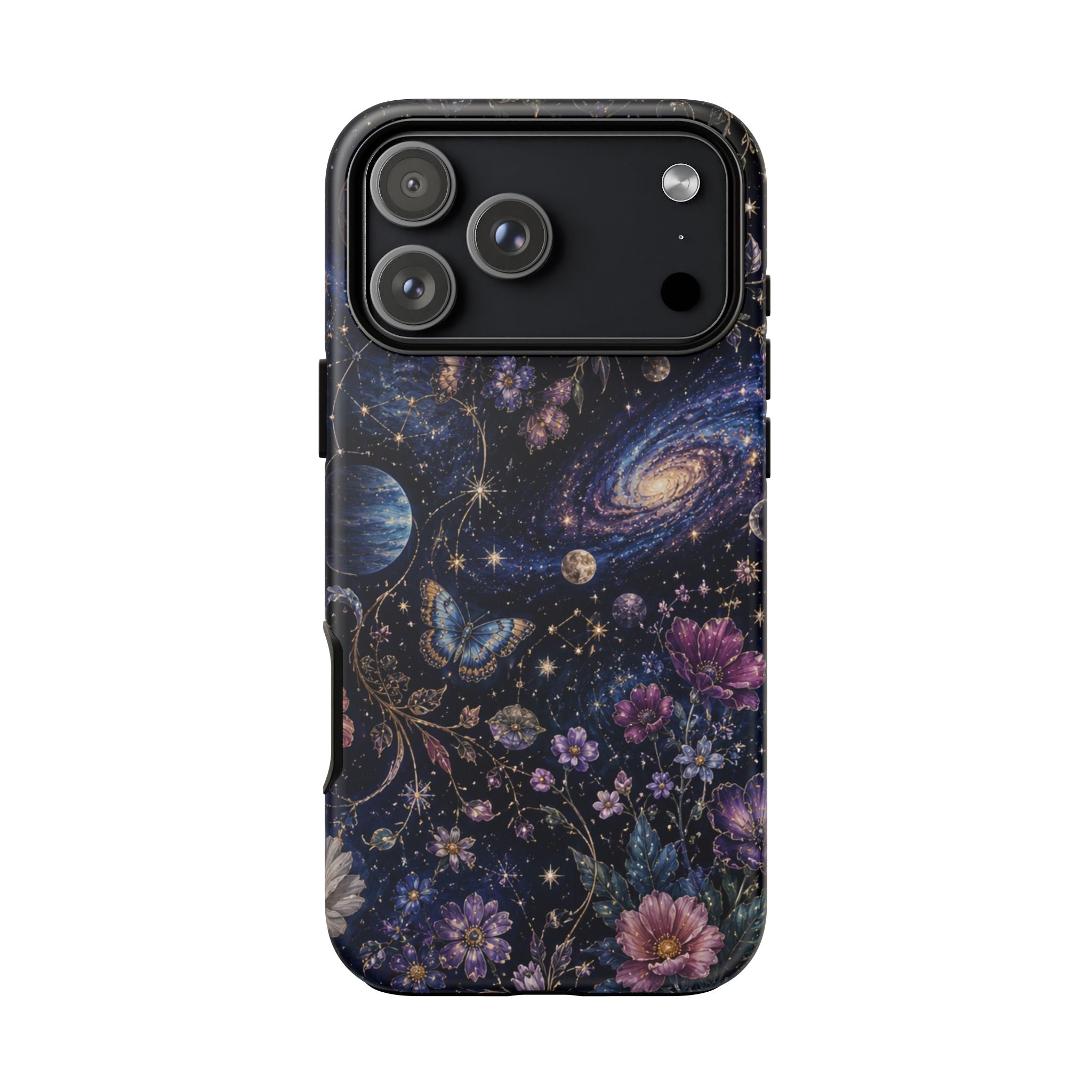 Cosmic Garden Tough Phone Case — Floral Galaxy Phone Protective Cover