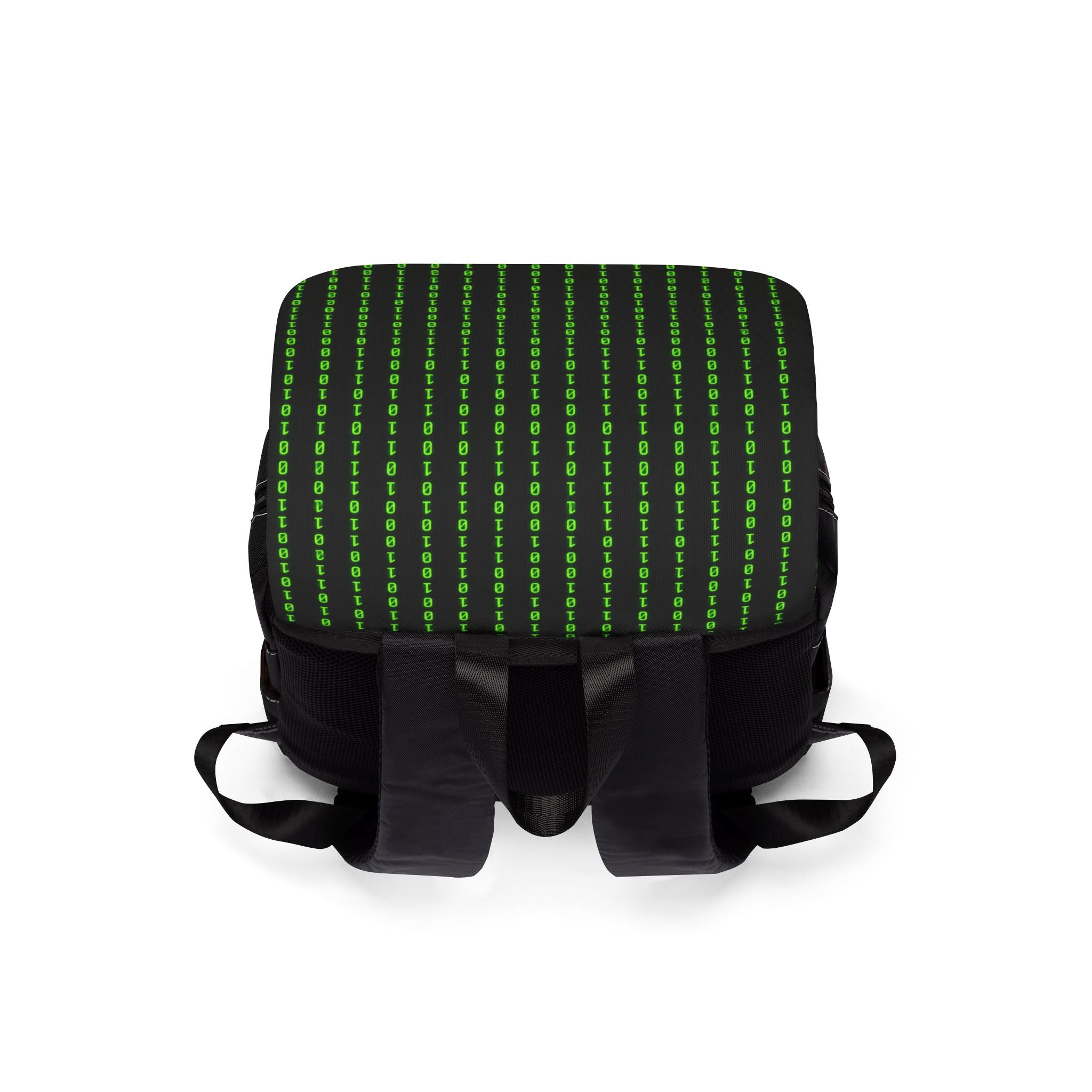 Matrix Code Shoulder Backpack — Cyber Green Pattern Casual Backpack