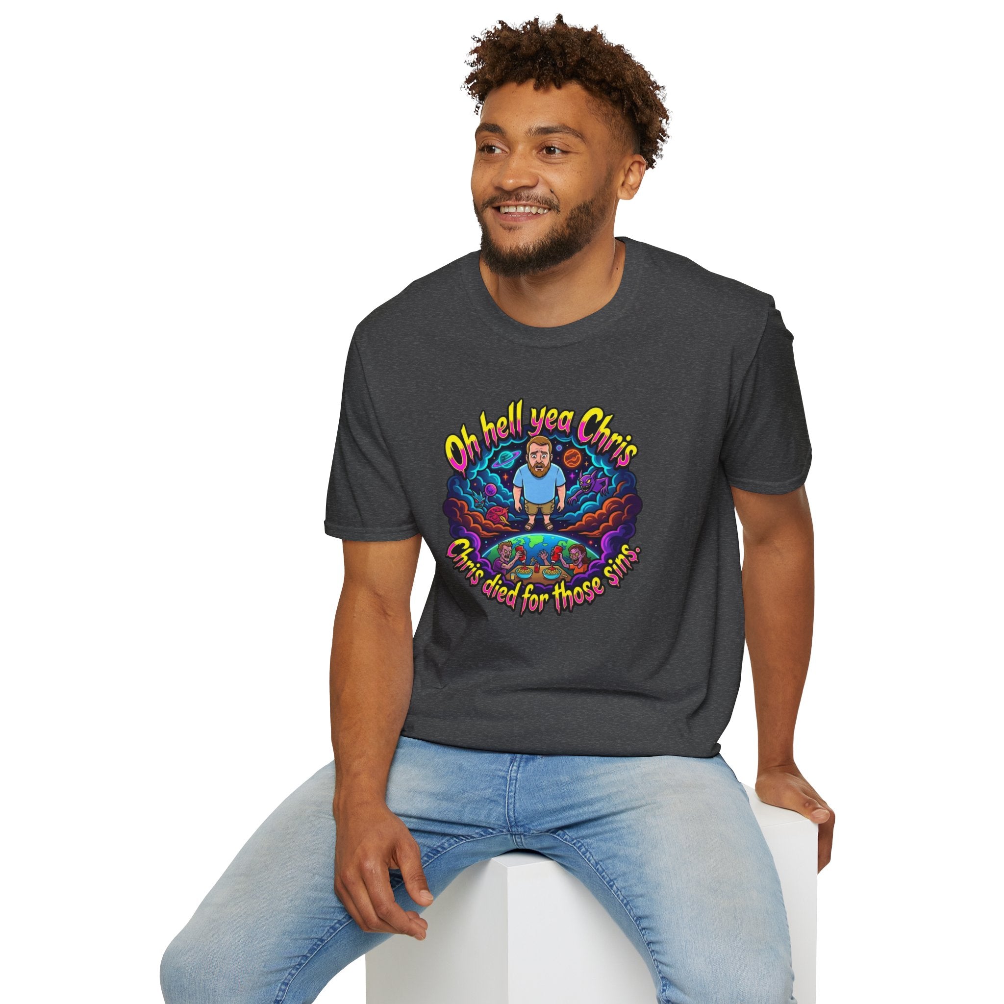 T‑Shirt — “Oh Hell Yea Chris” Retro Psychedelic Graphic Tee