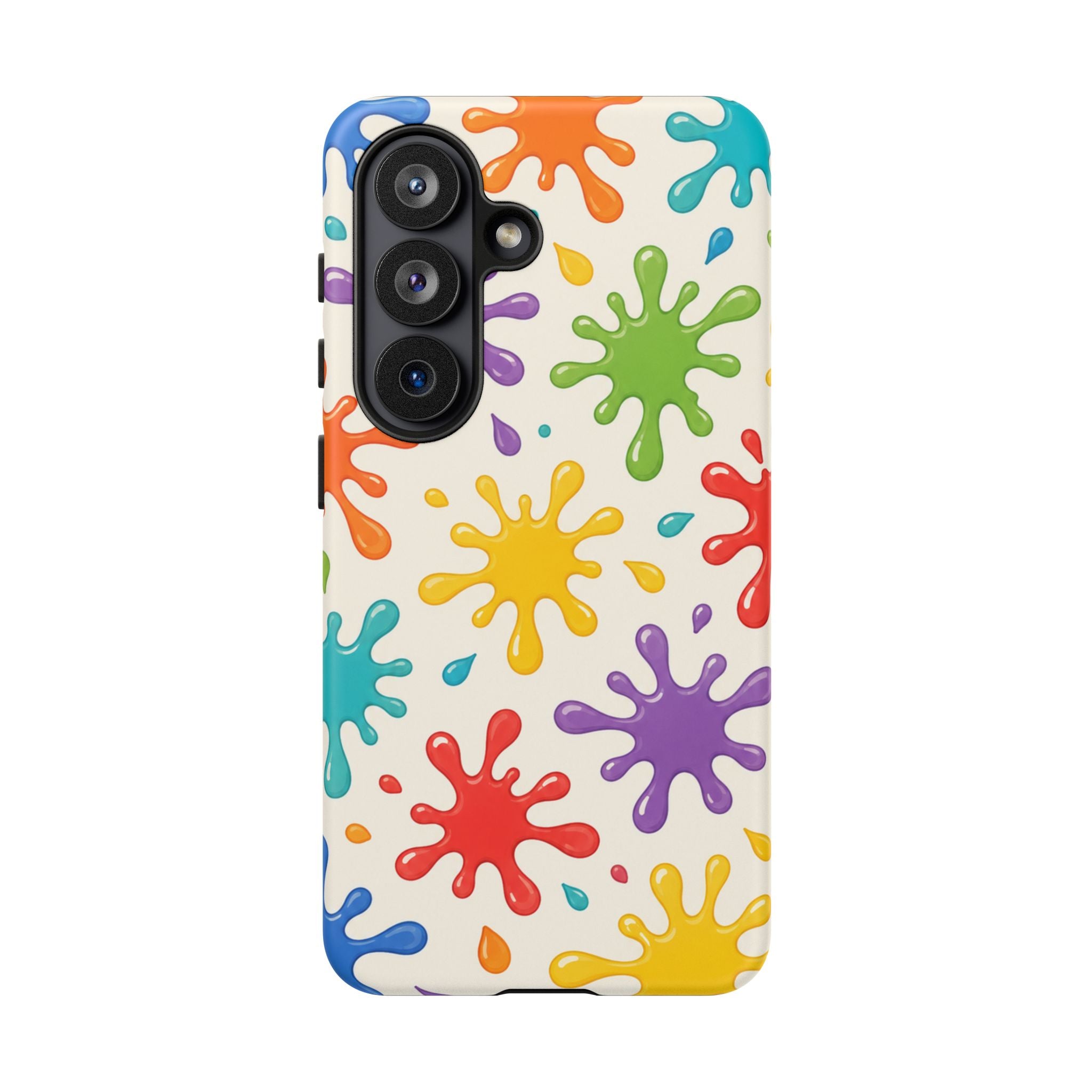 Colorful Paint Splat Phone Case — Protective Tough Case with Bright Rainbow Splatter Design