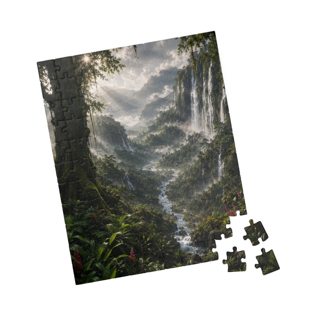 Mystic Waterfall Landscape Puzzle — Scenic Nature Jigsaw (110/252/520/1014 pc)