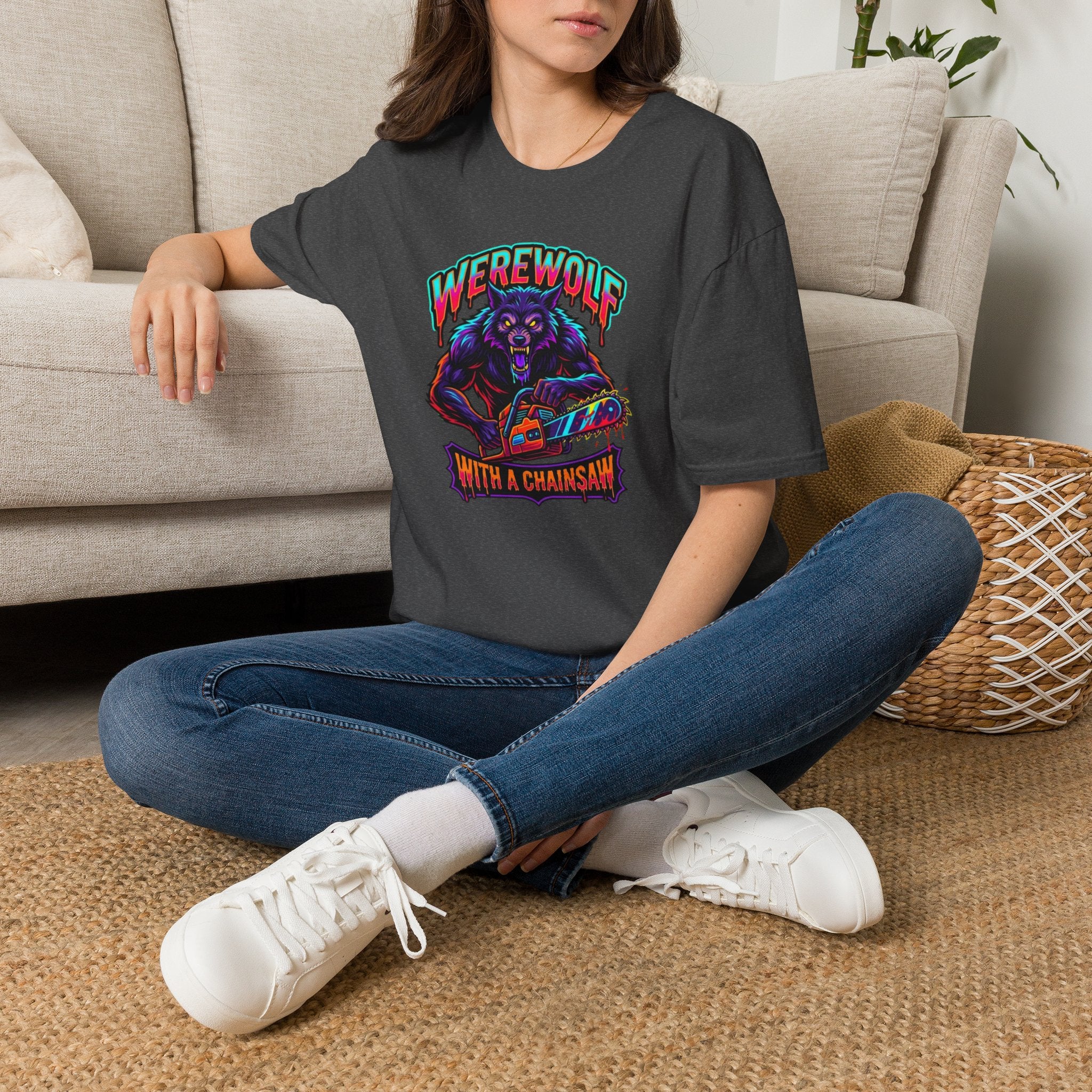 Werewolf T-Shirt — "Werewolf with a Chainsaw" Retro Horror Graphic Tee