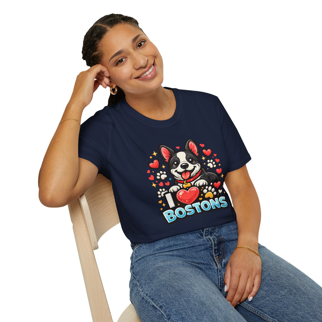 Boston Terrier T-Shirt — Cute "I ♥ Bostons" Dog Lover Tee