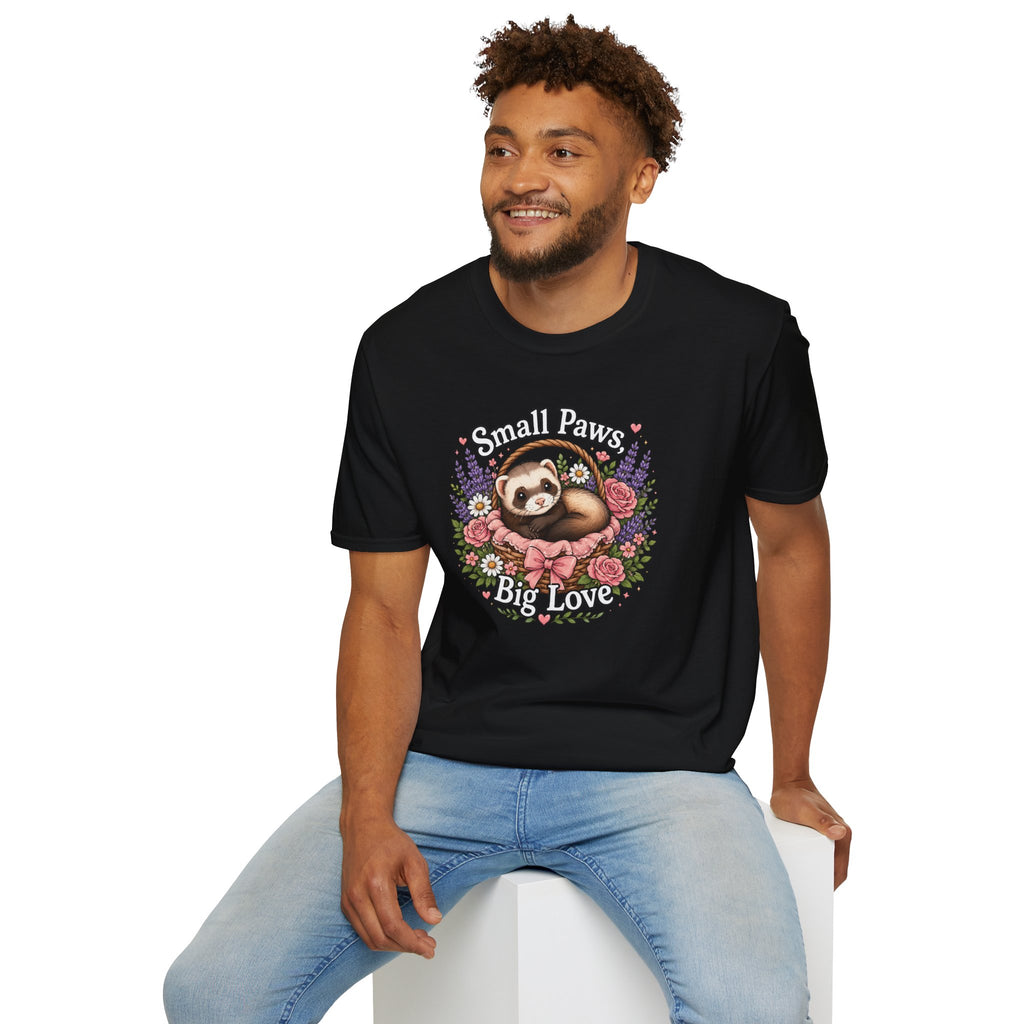 Small Paws Big Love T-Shirt — Cute Ferret Floral Tee
