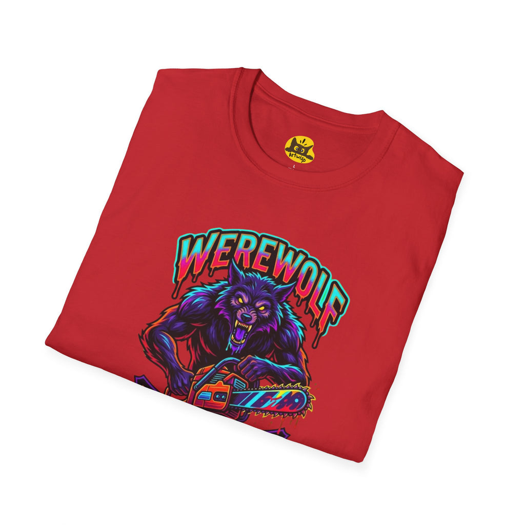 Werewolf T-Shirt — "Werewolf with a Chainsaw" Retro Horror Graphic Tee