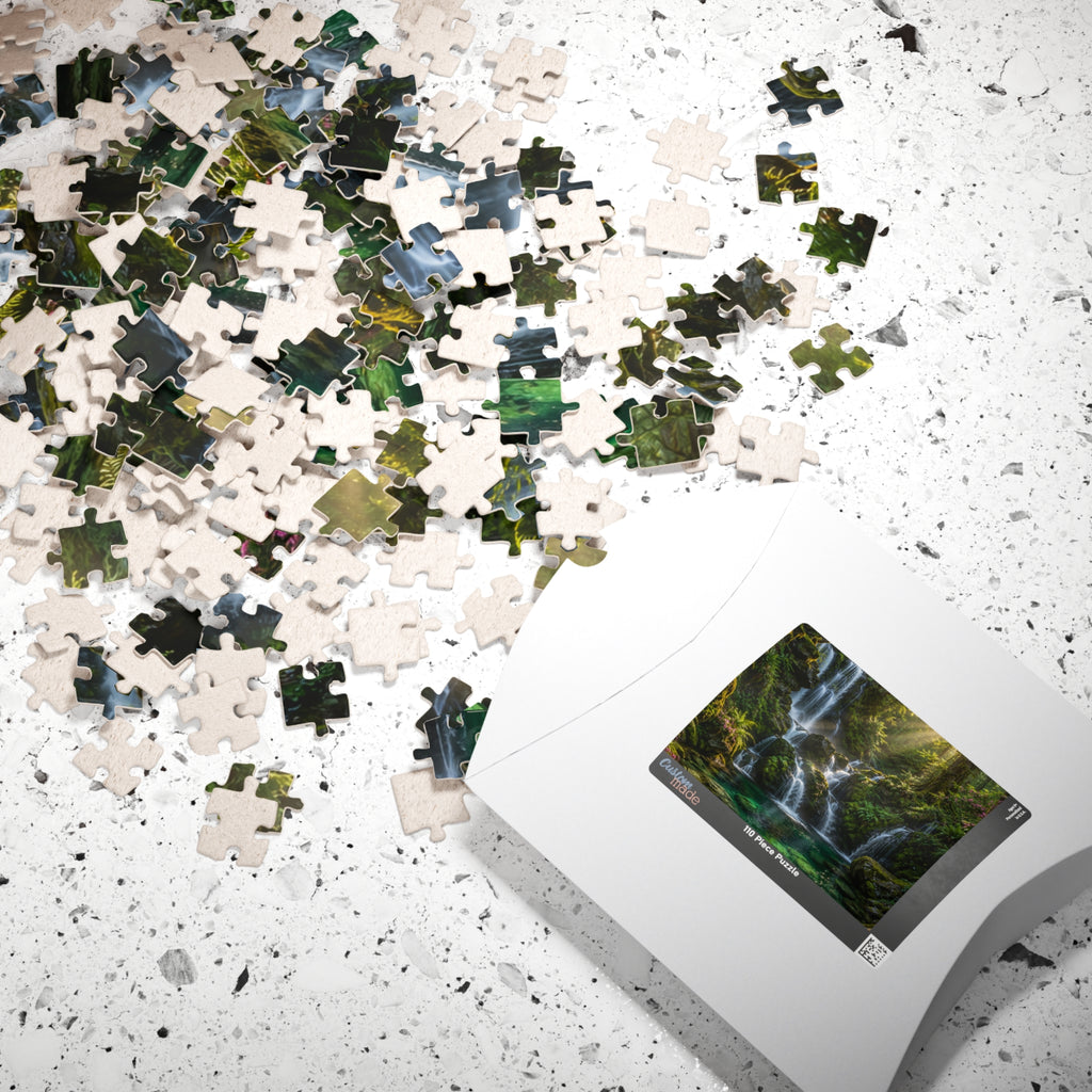 Enchanted Waterfall Forest Puzzle — Scenic Nature Jigsaw (110/252/520/1014 pcs)