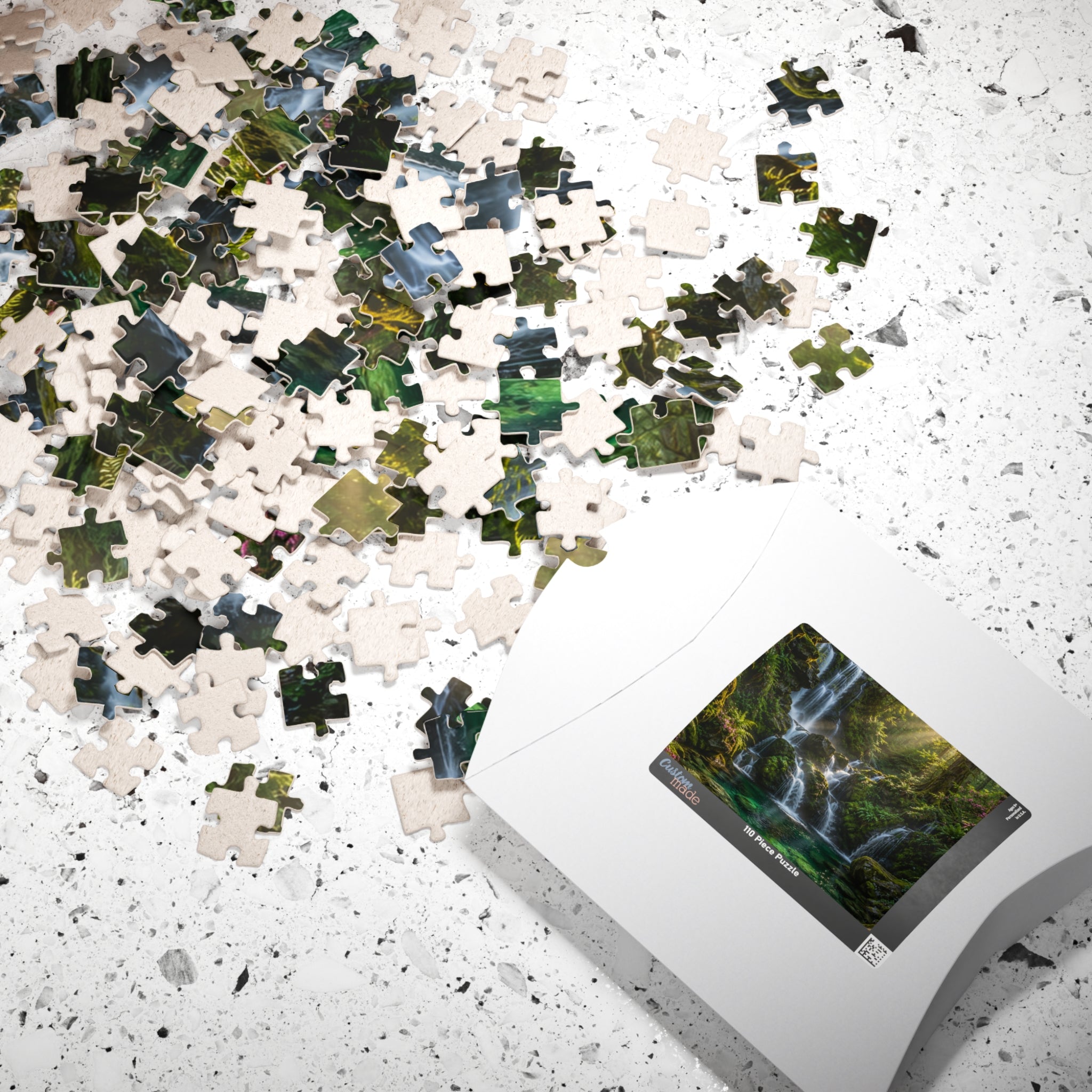 Enchanted Waterfall Forest Puzzle — Scenic Nature Jigsaw (110/252/520/1014 pcs)
