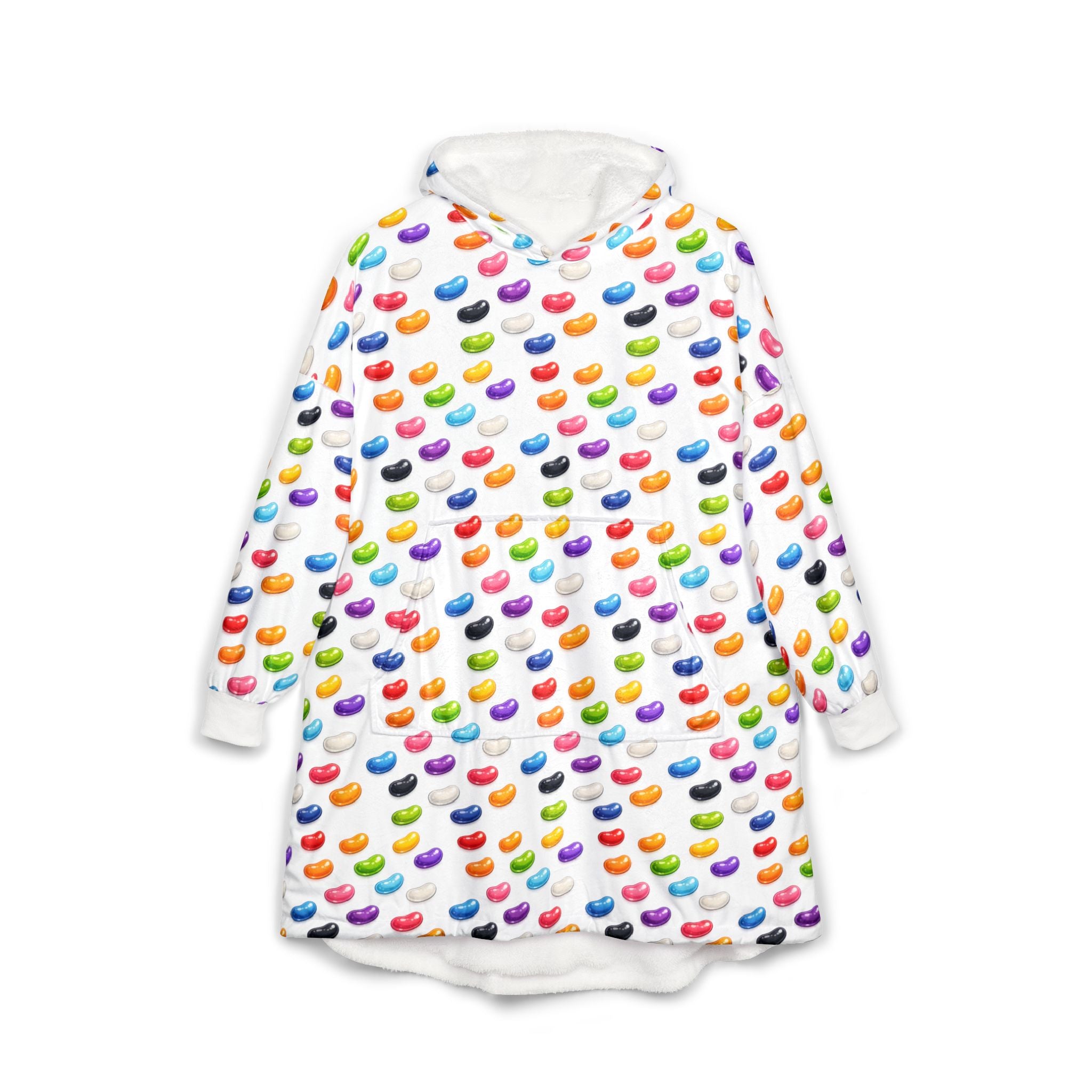 Rainbow Jellybean Hooded Blanket — Cozy Plush Hoodie Blanket for Kids & Adults