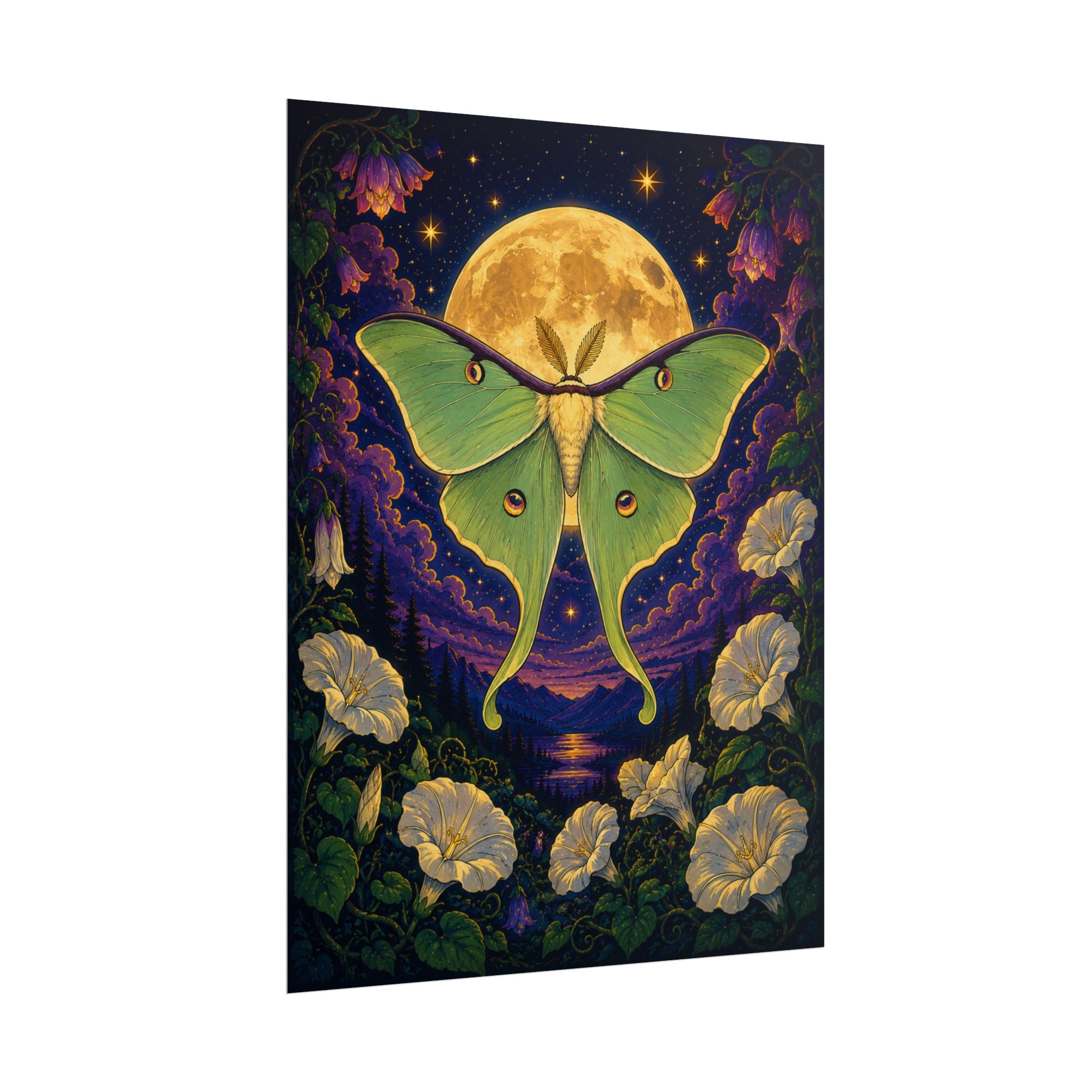 Lunar Luna Moth Poster — Moonlit Moth Wall Art Print