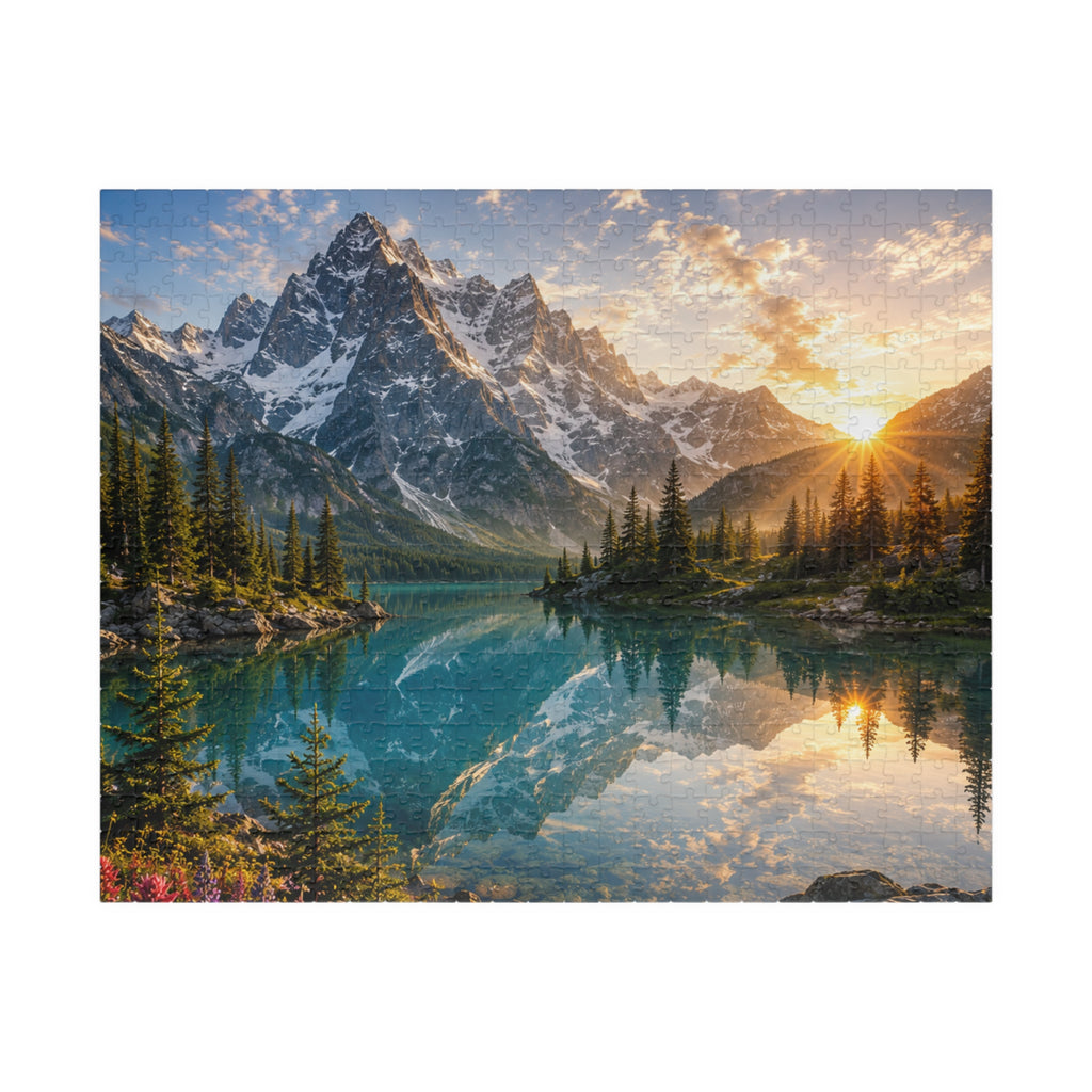 Mountain Lake Sunset Puzzle — Scenic Nature Jigsaw (110–1014 pcs)