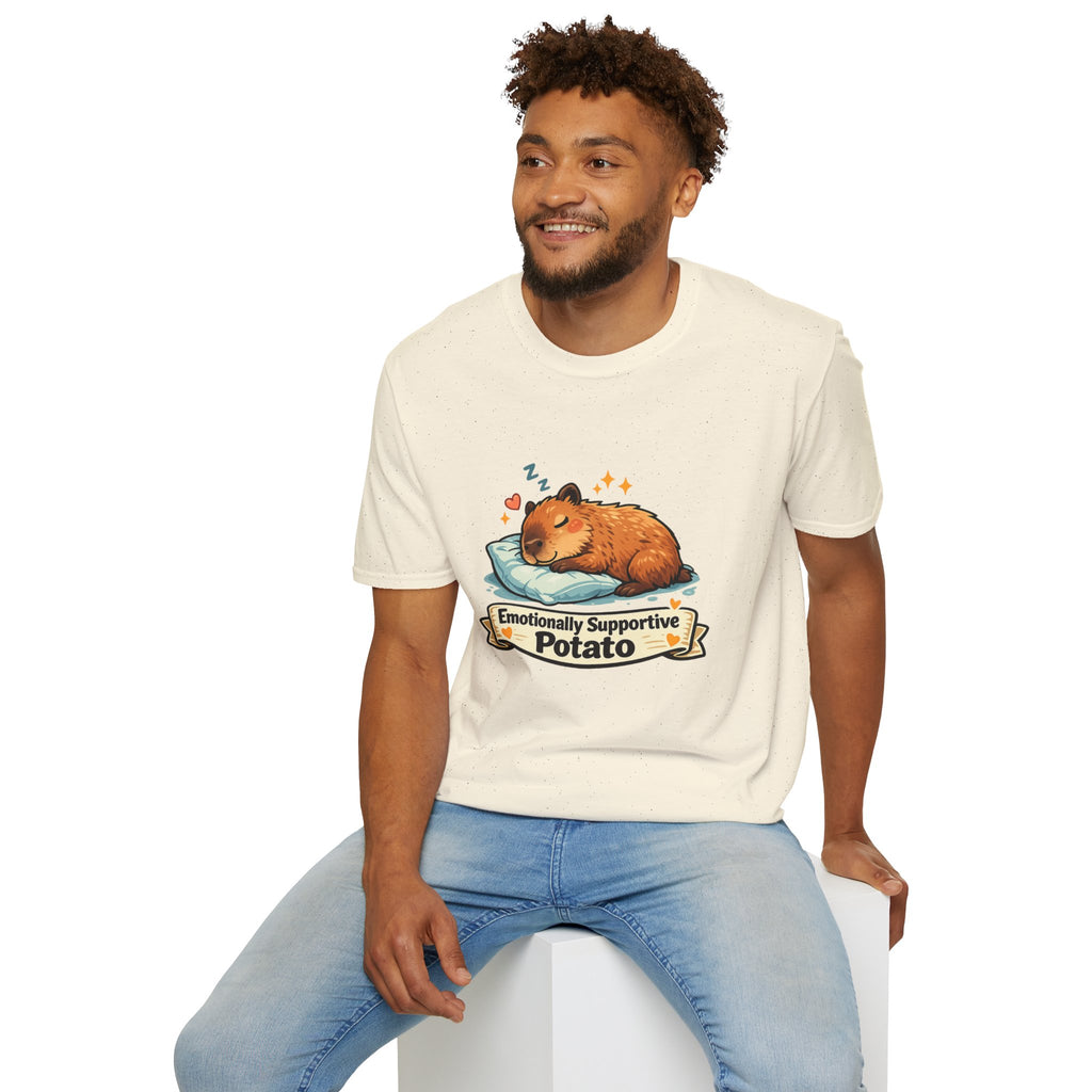 Emotionally Supportive Potato T-Shirt — Cute Sleeping Capybara Design