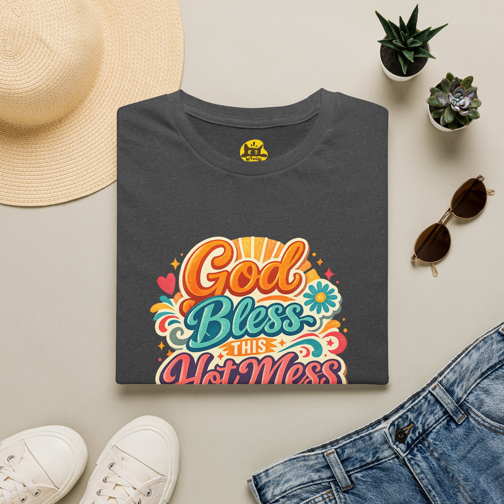 T-Shirt — "God Bless This Hot Mess" Retro Floral Tee