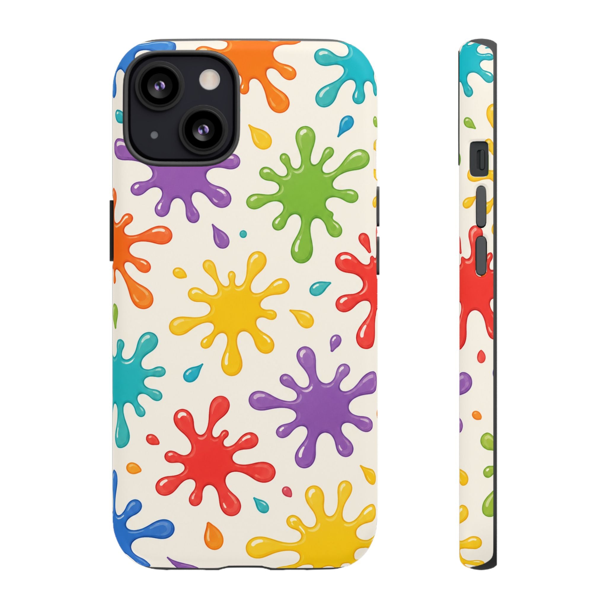 Colorful Paint Splat Phone Case — Protective Tough Case with Bright Rainbow Splatter Design
