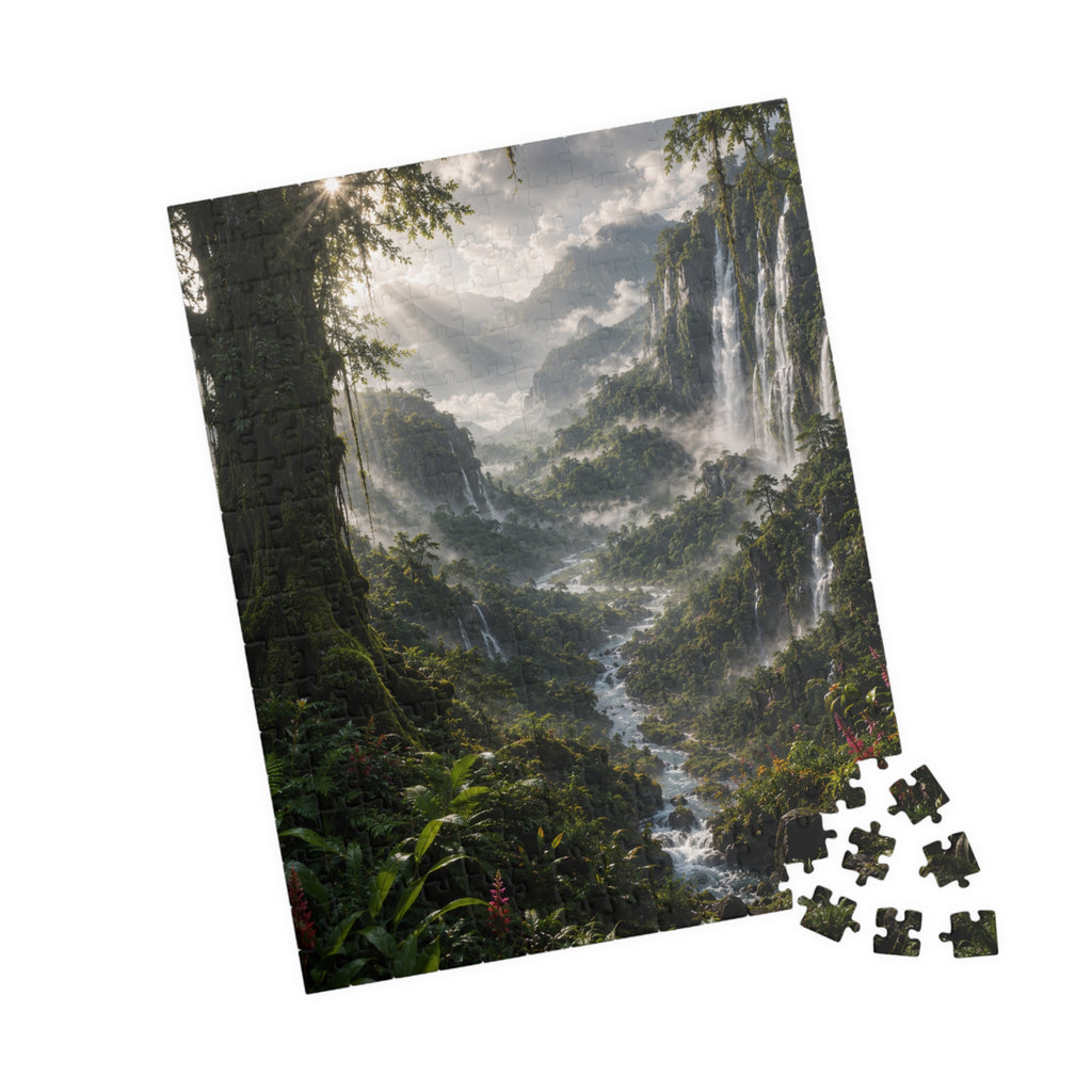 Mystic Waterfall Landscape Puzzle — Scenic Nature Jigsaw (110/252/520/1014 pc)