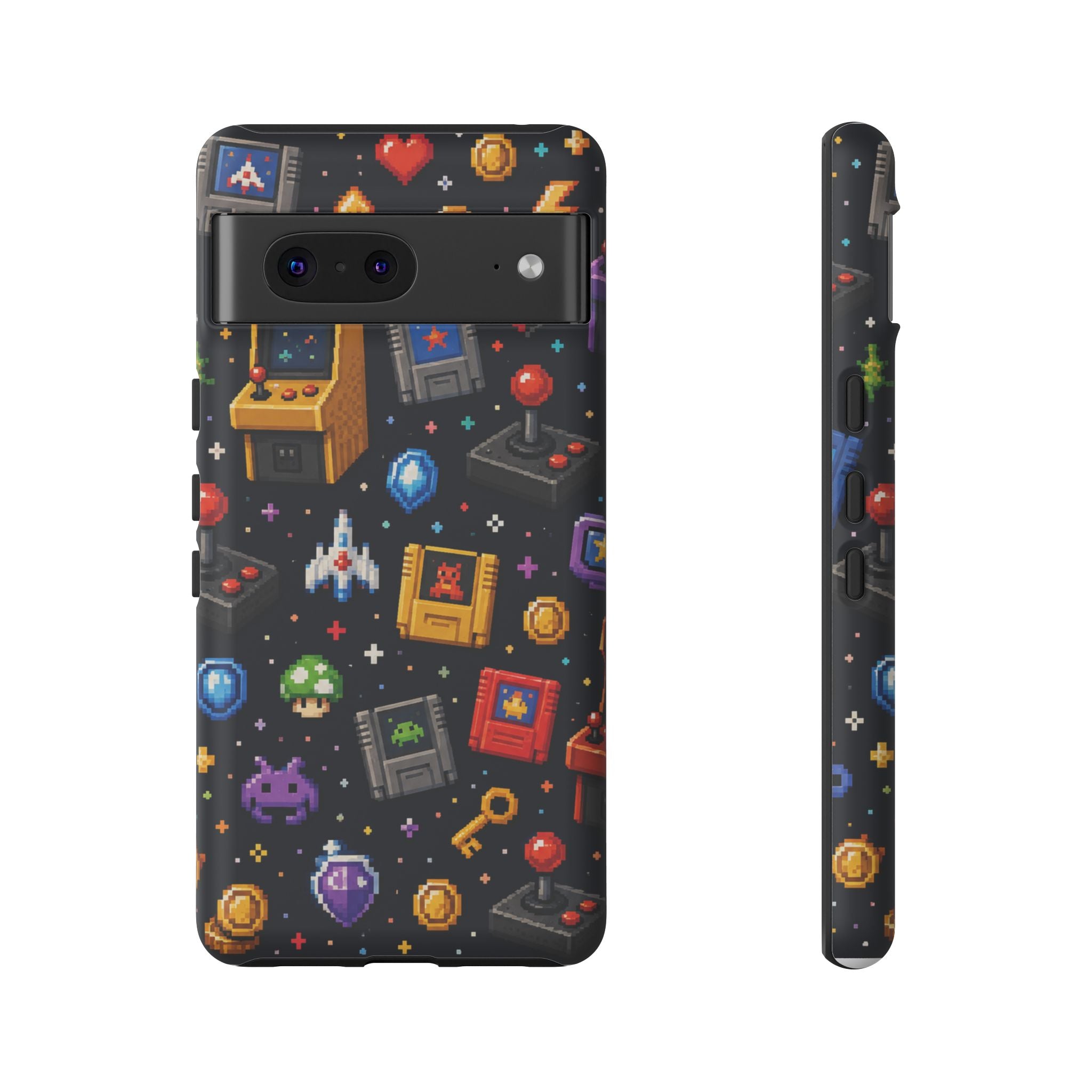 Retro Arcade Pixel Art Phone Case — Gamer Icons Pattern