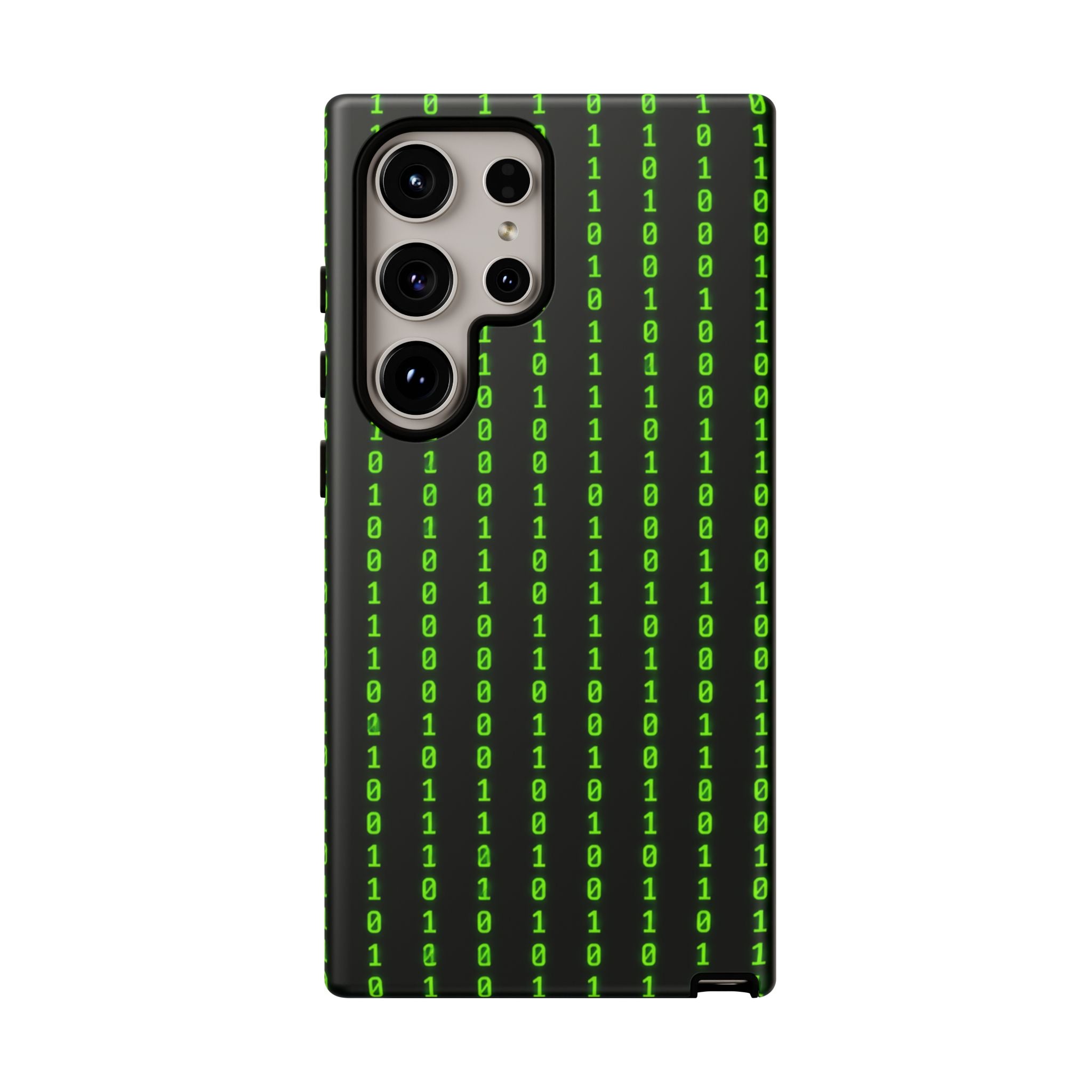 Coder Phone Case — Matrix Binary Code Green on Black Tough Case