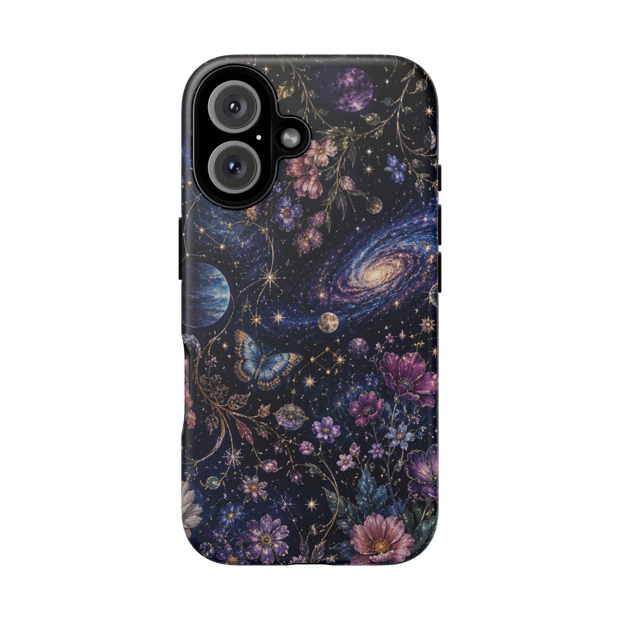 Cosmic Garden Tough Phone Case — Floral Galaxy Phone Protective Cover