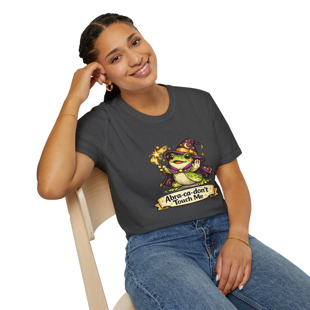 Wizard Frog T‑Shirt — “Abra‑ca‑don’t Touch Me” Cute Magic Tee