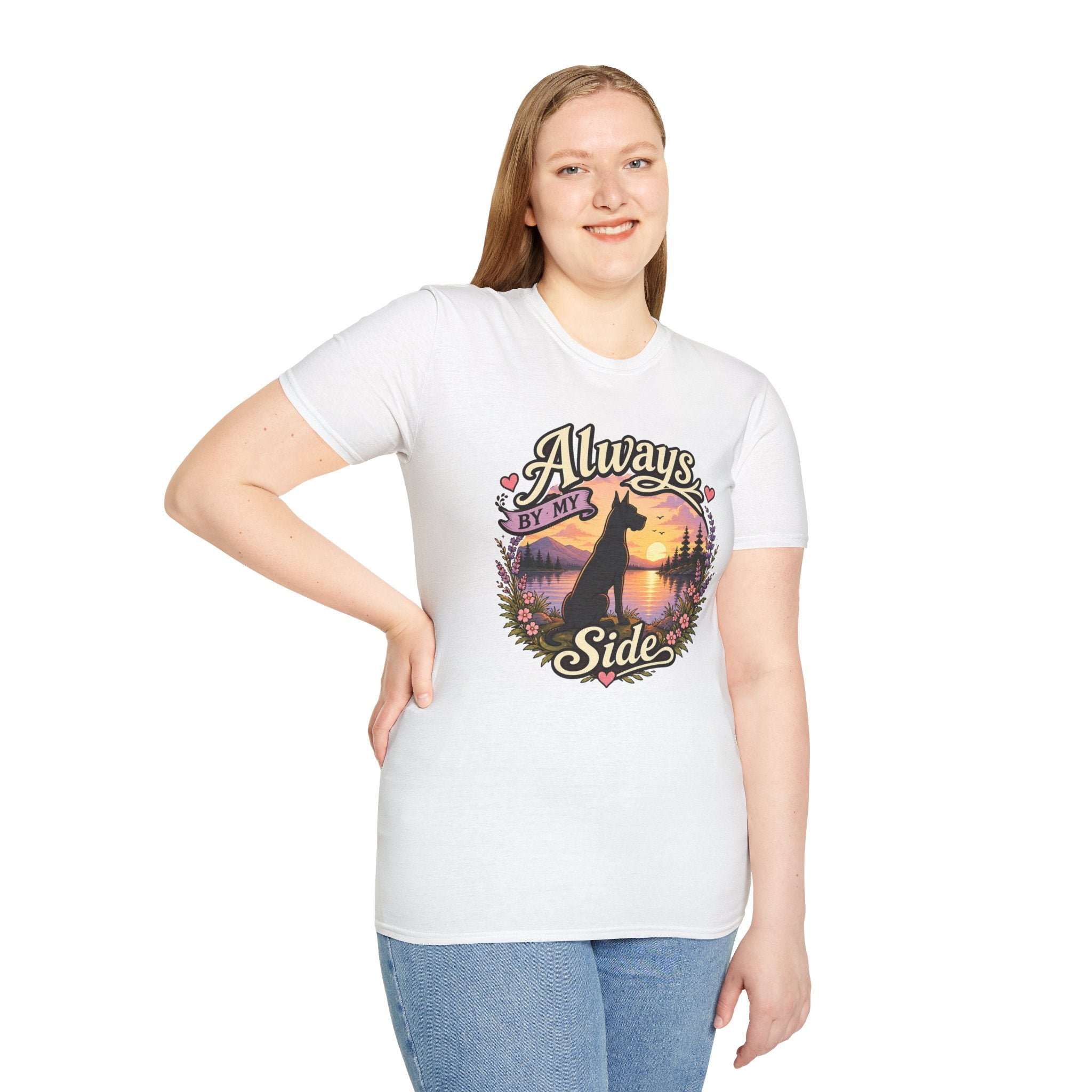 Always By My Side Great Dane T-Shirt — Sunset Silhouette Pet Lover Tee