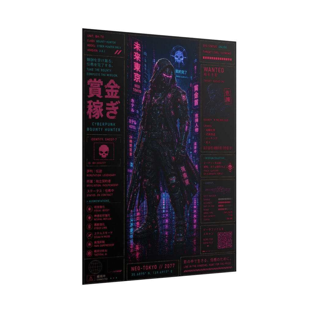 Neo-Tokyo Bounty Hunter Poster — Cyberpunk Rolled Art Print