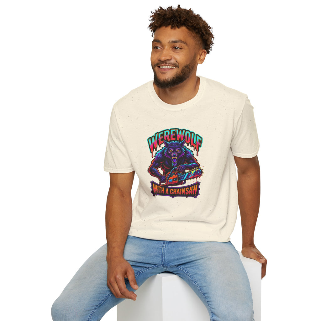 Werewolf T-Shirt — "Werewolf with a Chainsaw" Retro Horror Graphic Tee