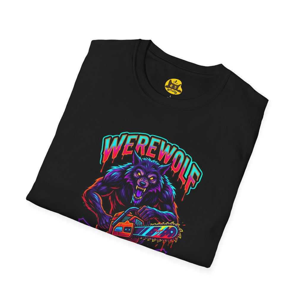 Werewolf T-Shirt — "Werewolf with a Chainsaw" Retro Horror Graphic Tee