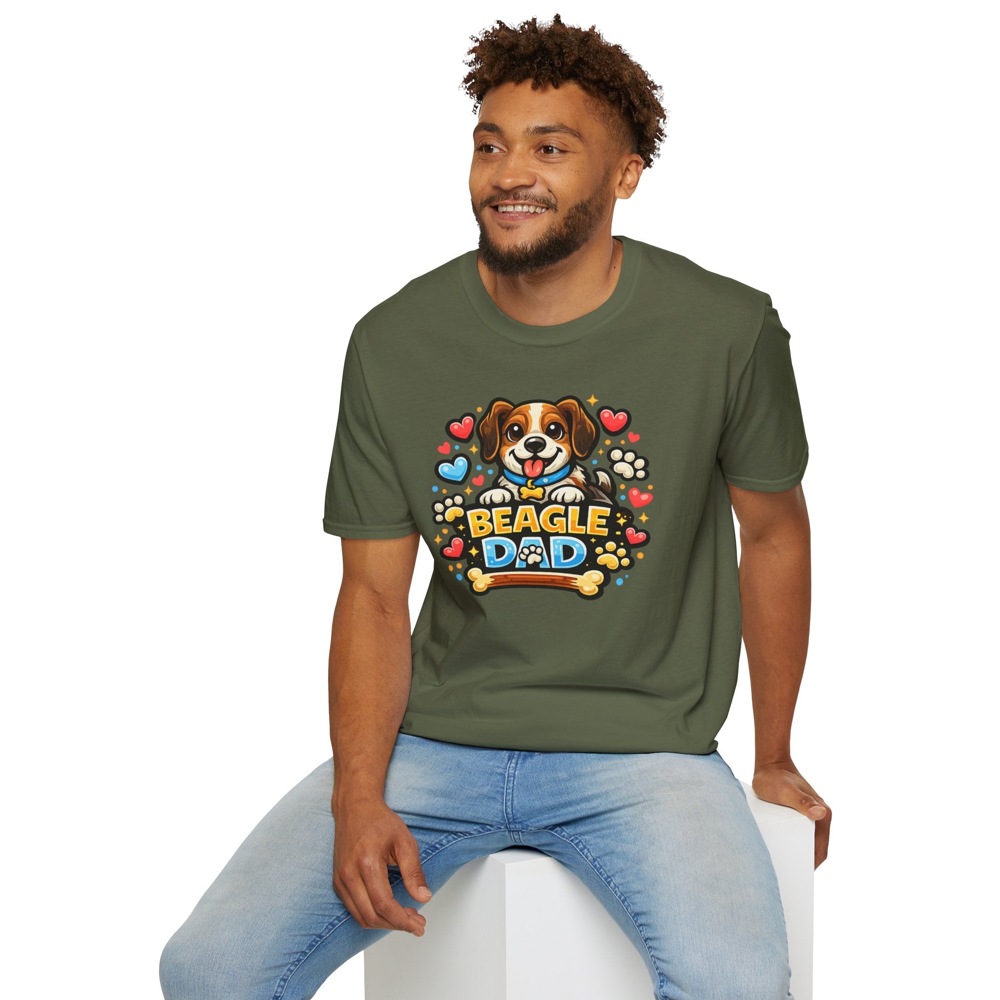 Beagle Dad T‑Shirt — Cute Cartoon Beagle Father Dog Tee