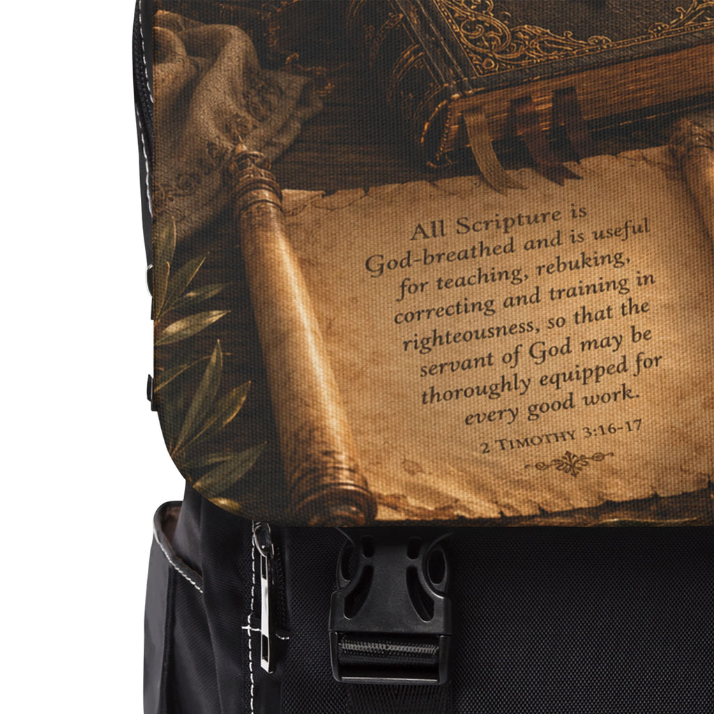 Vintage Bible Shoulder Backpack — Antique Biblical Library Print Shoulder Backpack