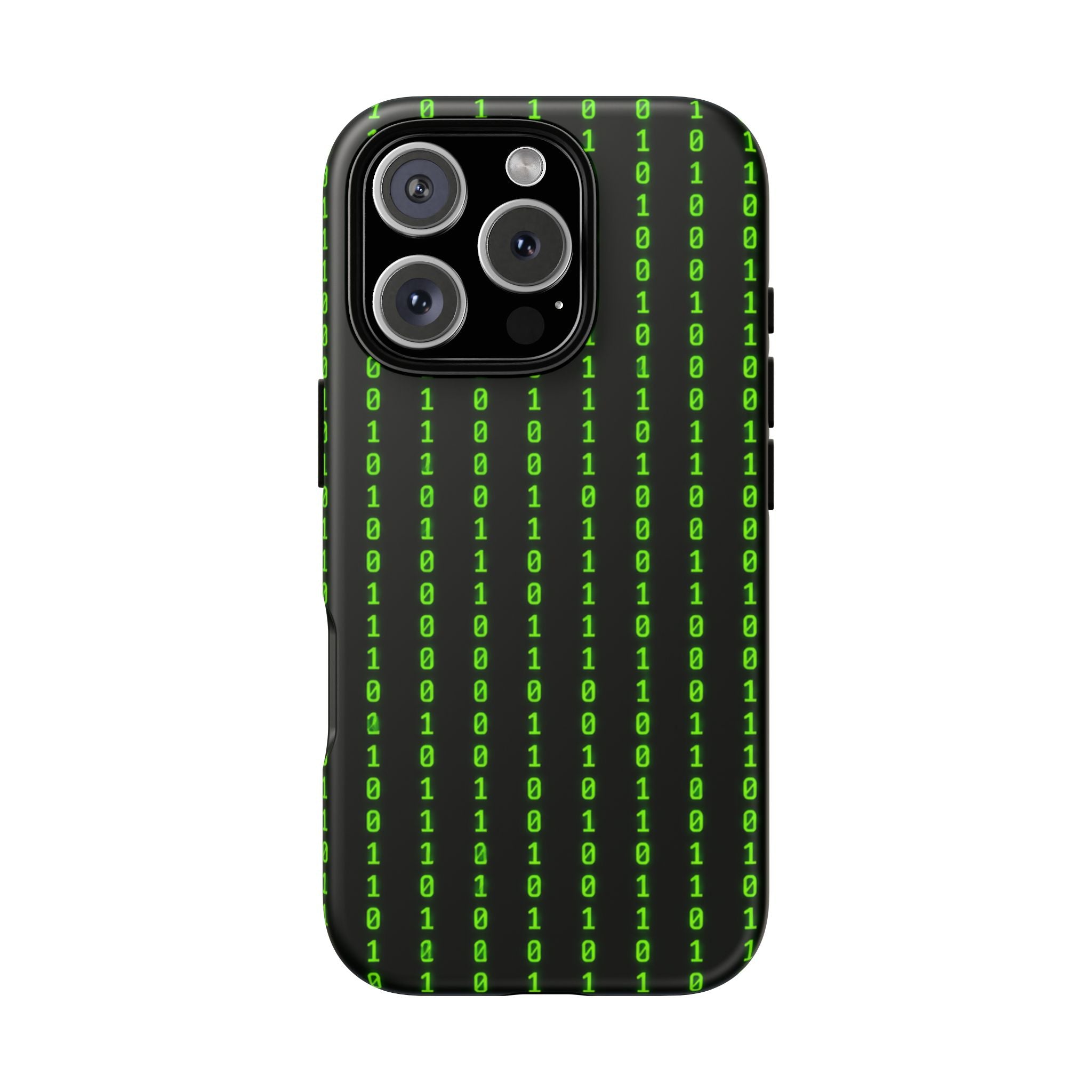 Coder Phone Case — Matrix Binary Code Green on Black Tough Case